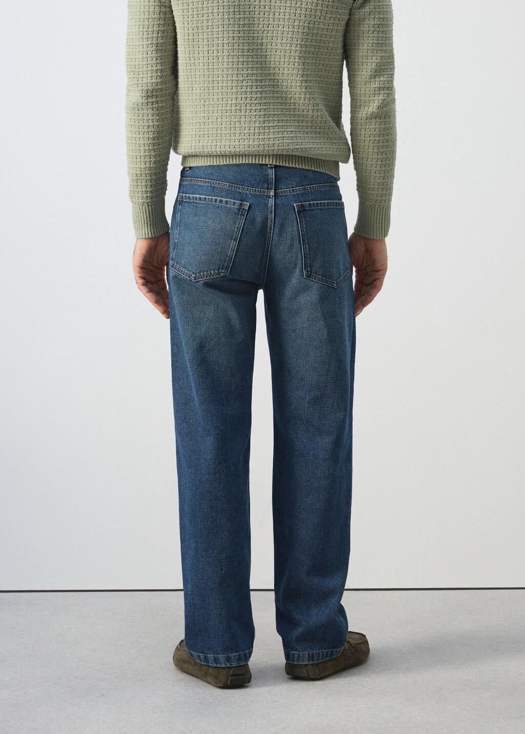 Blue Straight Fit Cotton-Linen Jeans, 0201_DO, medium