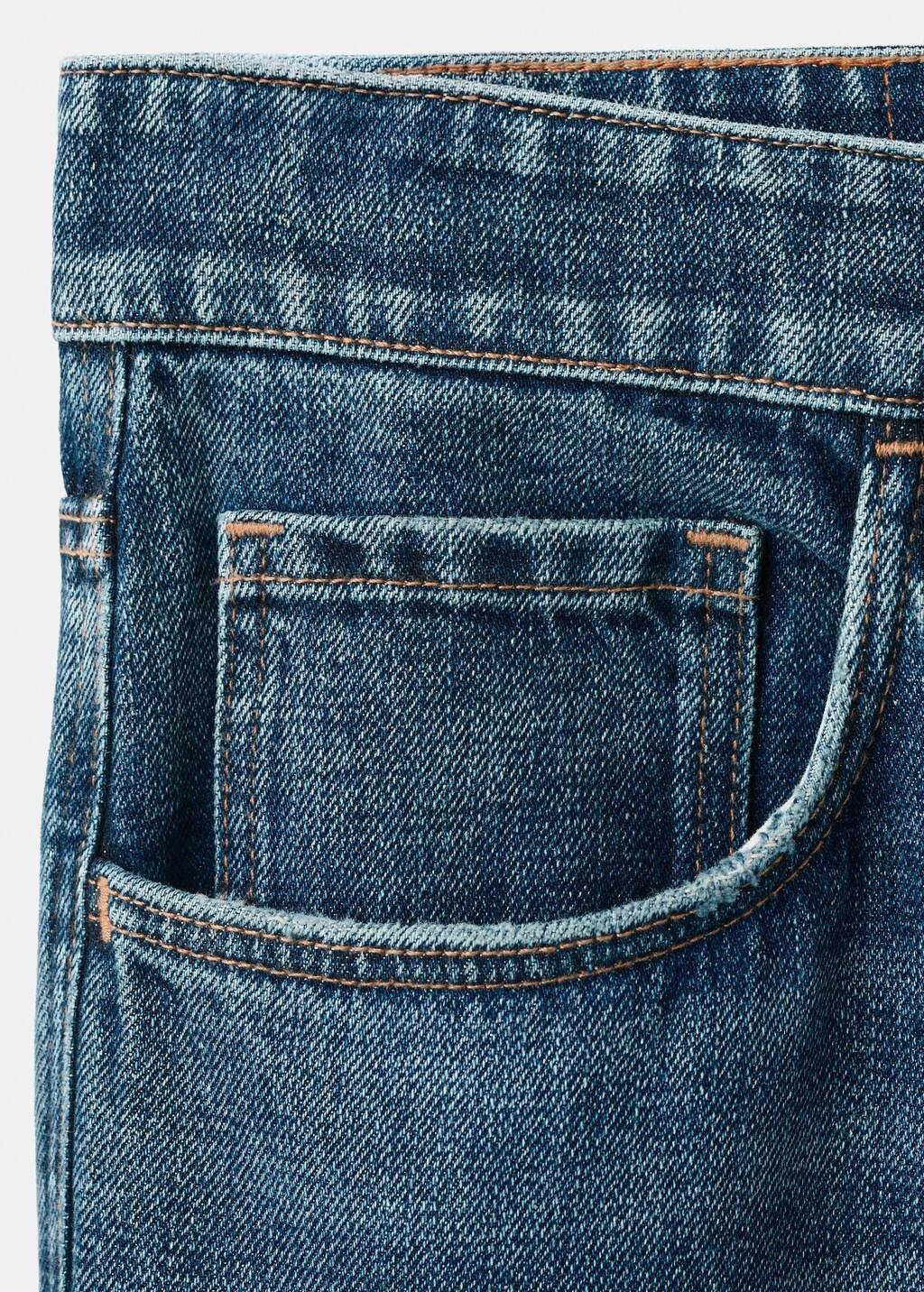 Blue Straight Fit Cotton-Linen Jeans, 0201_DO, large image number 5