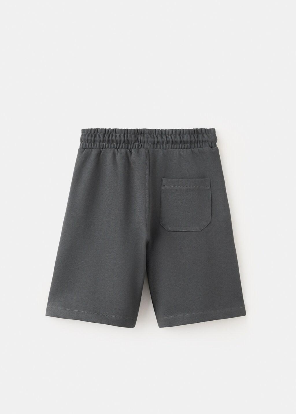 Grey Cotton Shorts With Drawstring, Kids Boy, Charcoal, medium