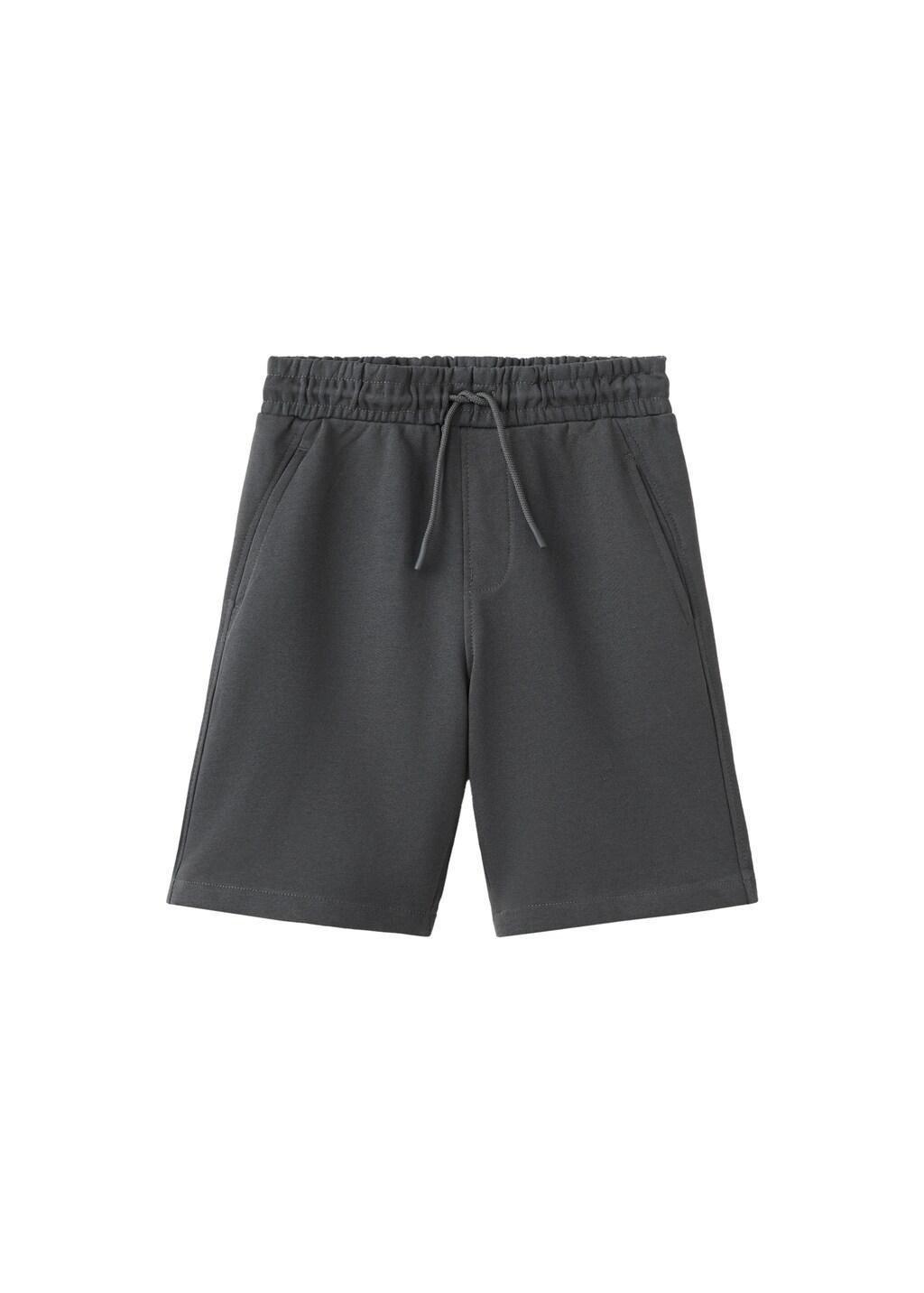 Grey Cotton Shorts With Drawstring, Kids Boy, Charcoal, large image number 3