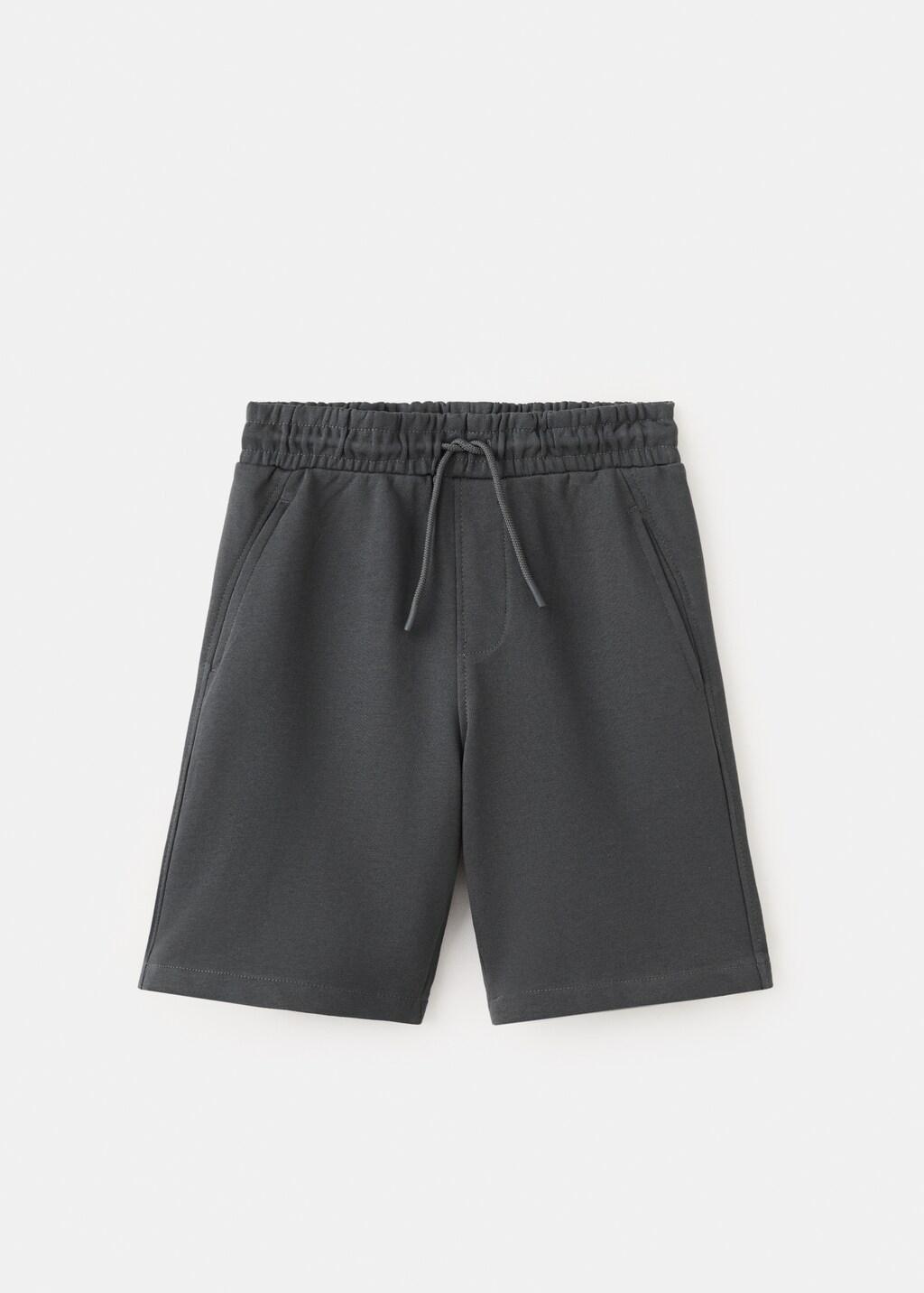 Grey Cotton Shorts With Drawstring, Kids Boy, Charcoal, large image number 4