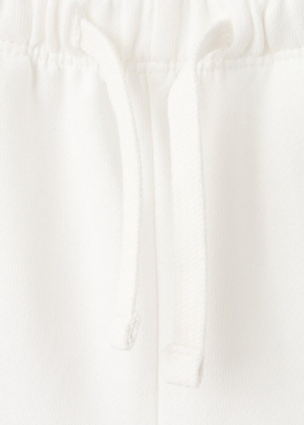 White Cotton Shorts With Drawstring, Baby Girl, Natural White, large image number 1