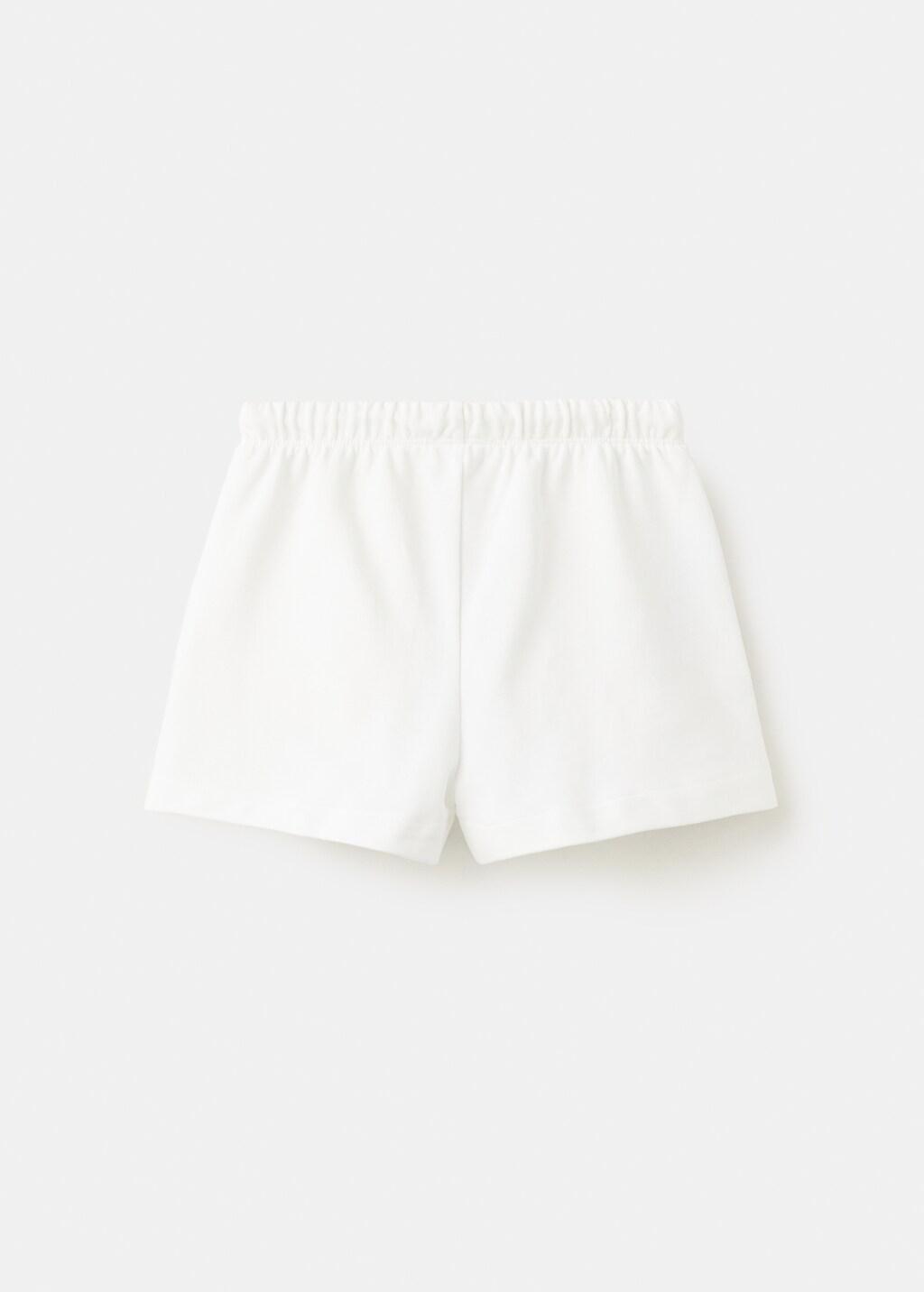 NATURAL WHITE Cotton shorts with pockets, Kids Girl, 0201_02, large image number 1