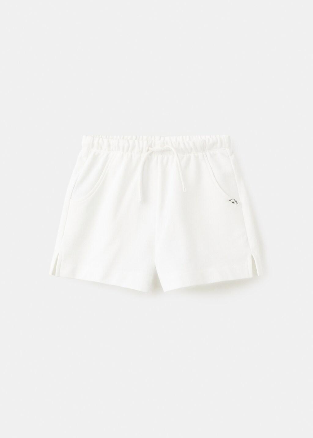 NATURAL WHITE Cotton shorts with pockets, Kids Girl, 0201_02, large image number 4