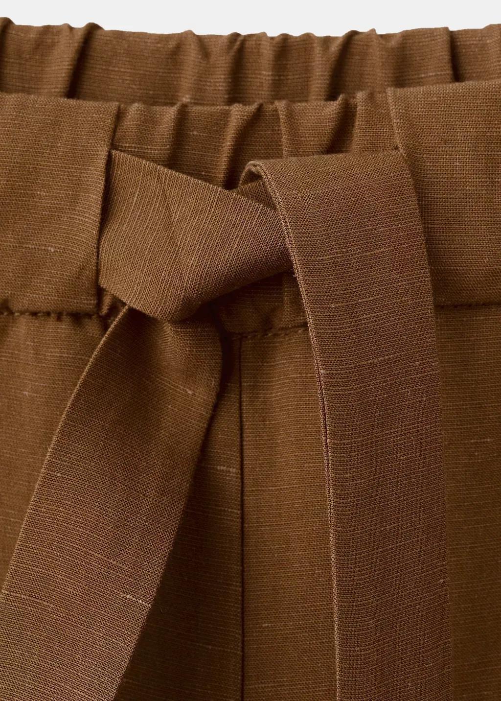 Brown Linen Suit Trousers With Elastic Waistband, 0201_17, large image number 1