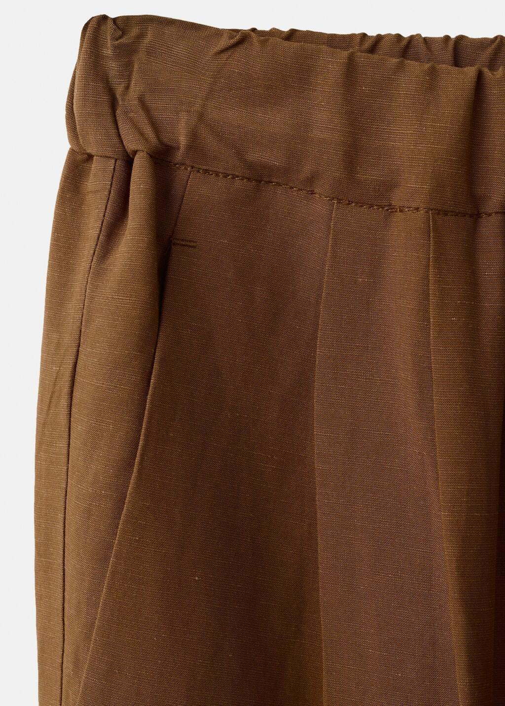 Brown Linen Suit Trousers With Elastic Waistband, 0201_17, large image number 5