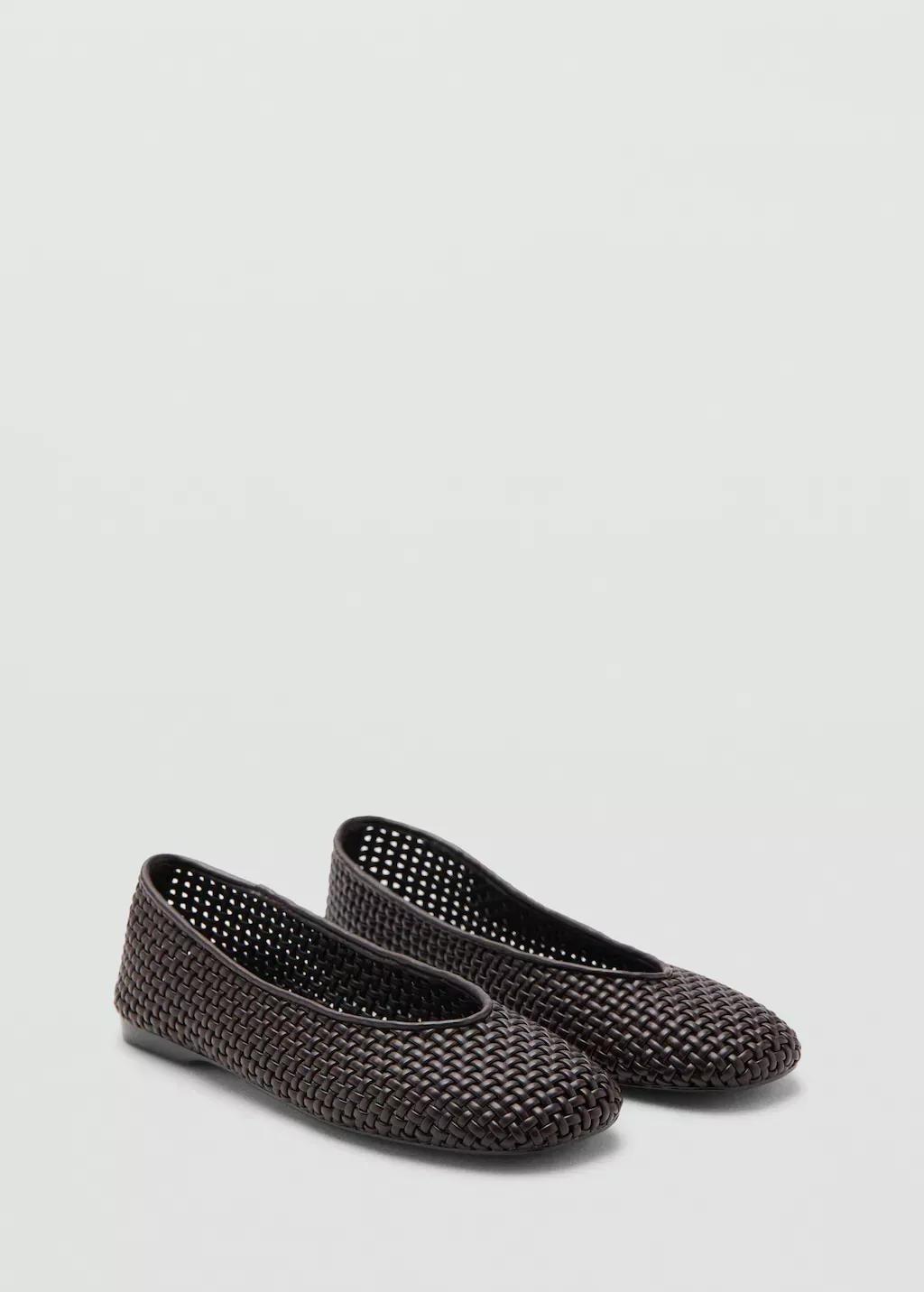 Brown Braided Ballerina Flat, 0201_32, medium