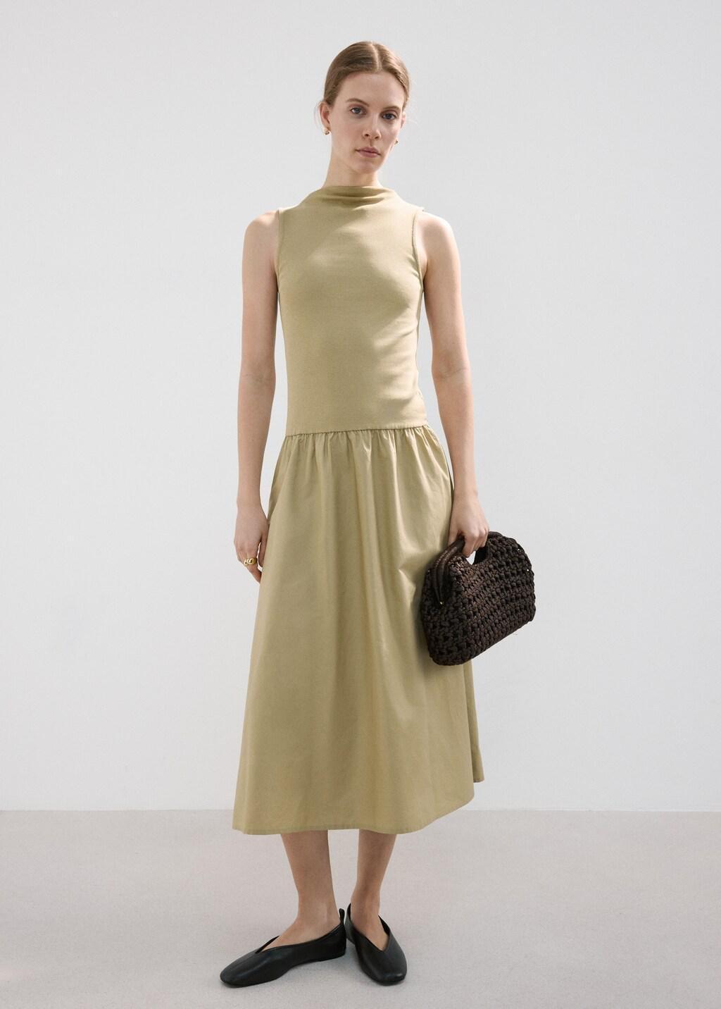 Green Contrast-Bodice Dress, 0201_36, large image number 0