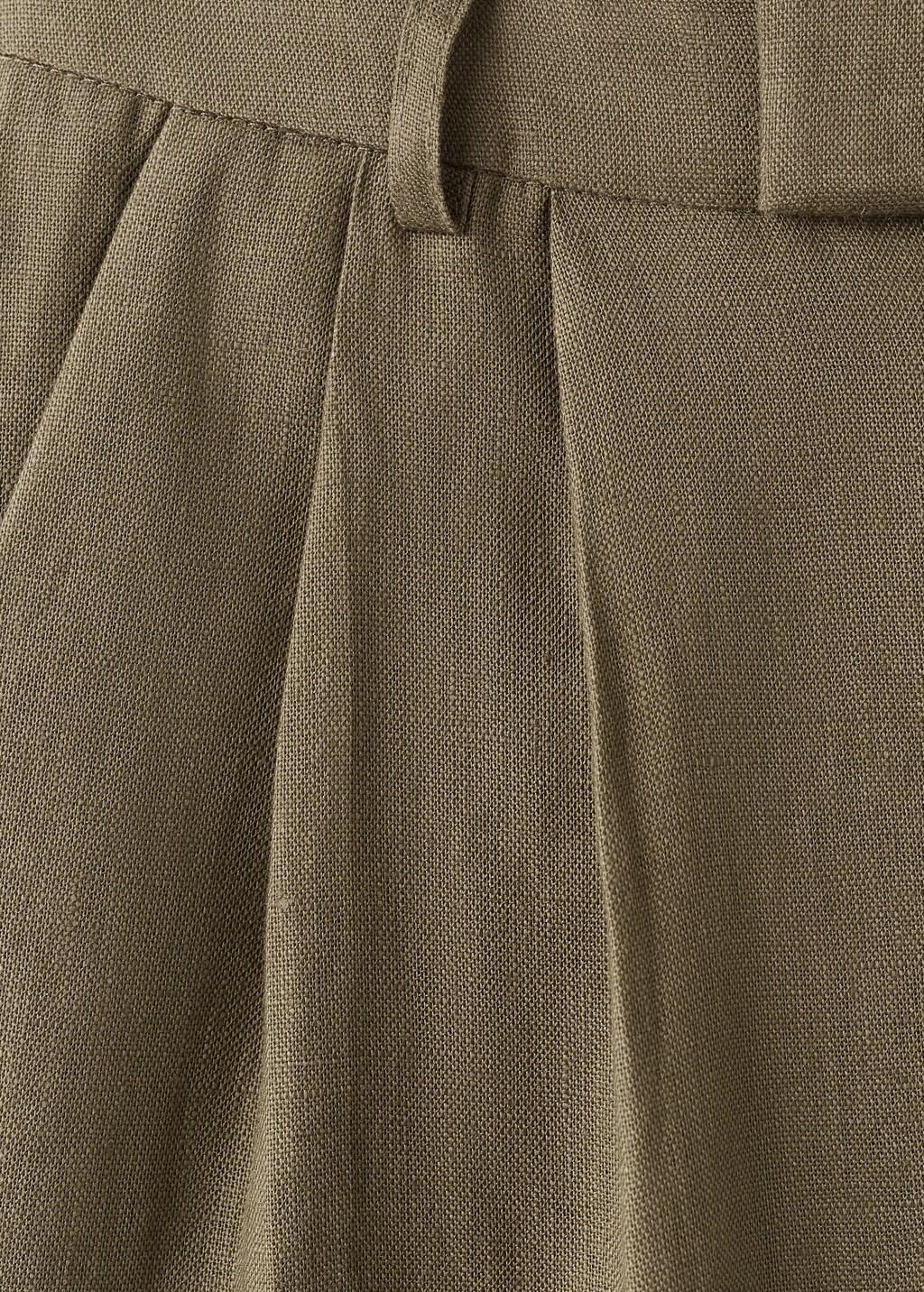 Khaki Straight Linen-Blend Trousers, Beige - Khaki, large image number 1