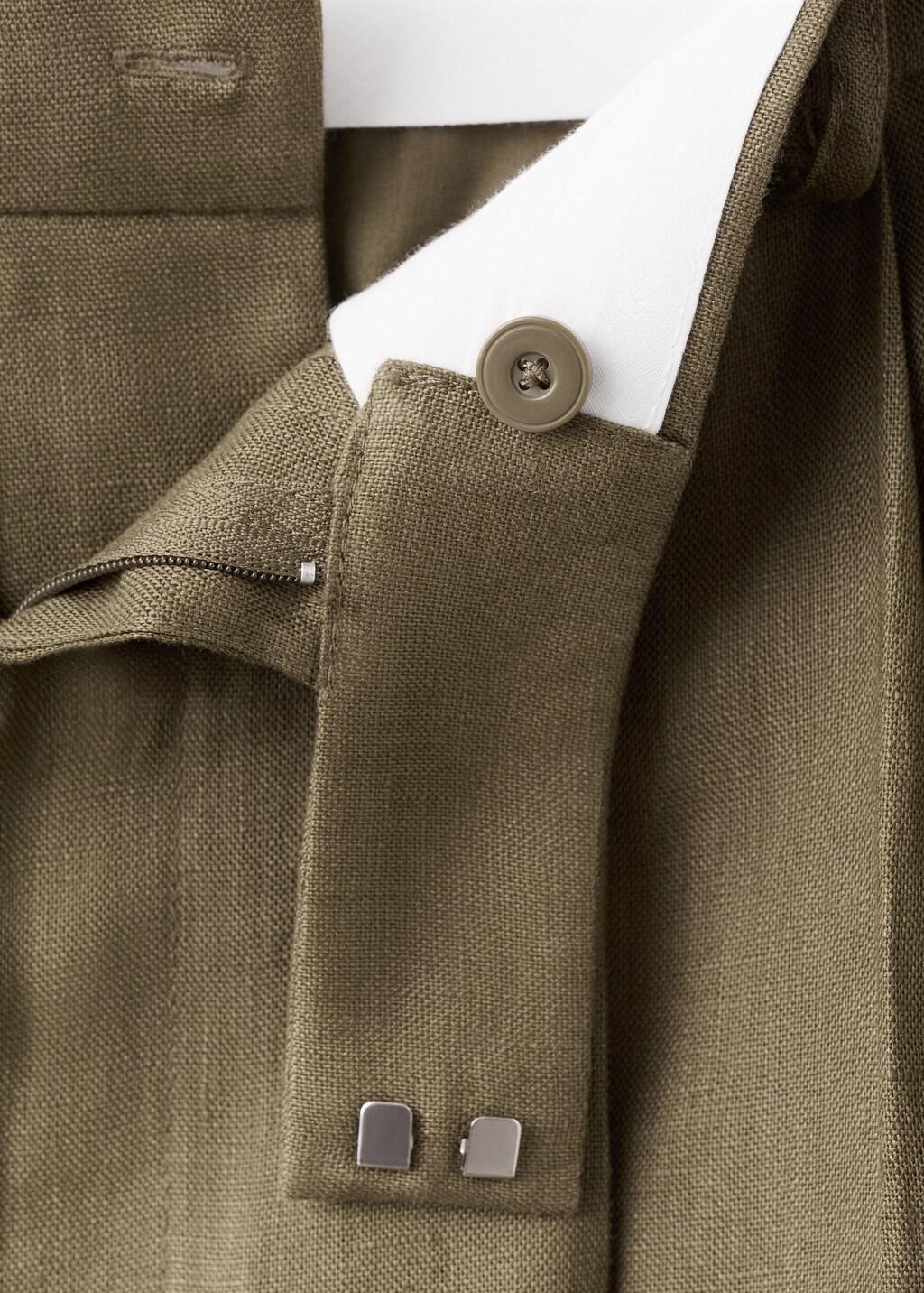 Khaki Straight Linen-Blend Trousers, Beige - Khaki, large image number 5