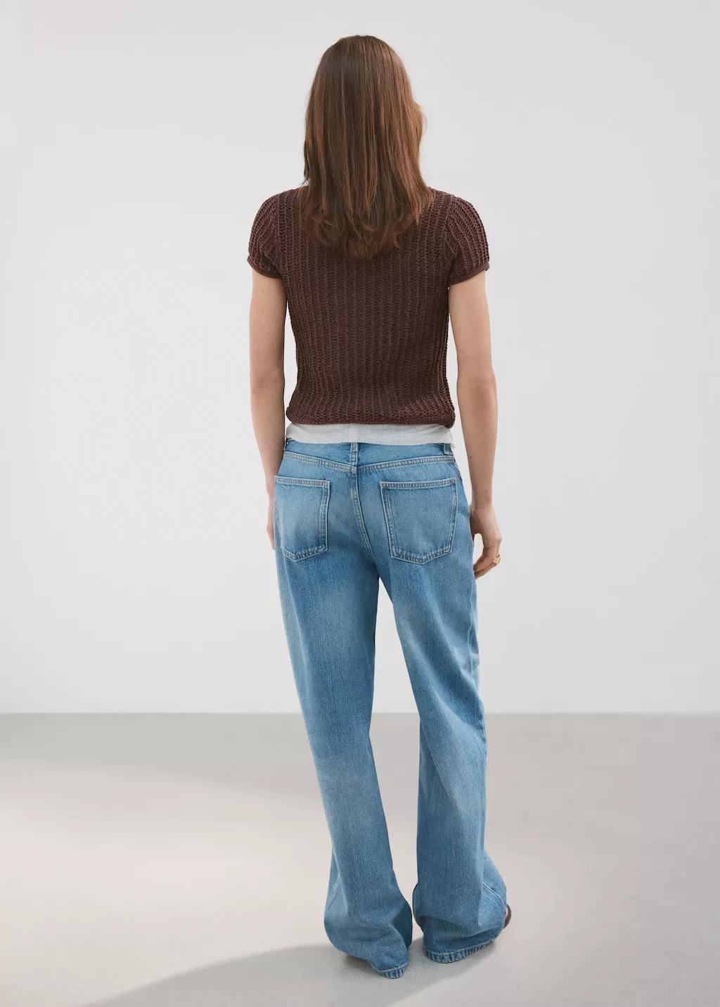 Brown Short-Sleeved Crochet Cardigan, Dark Brown, medium