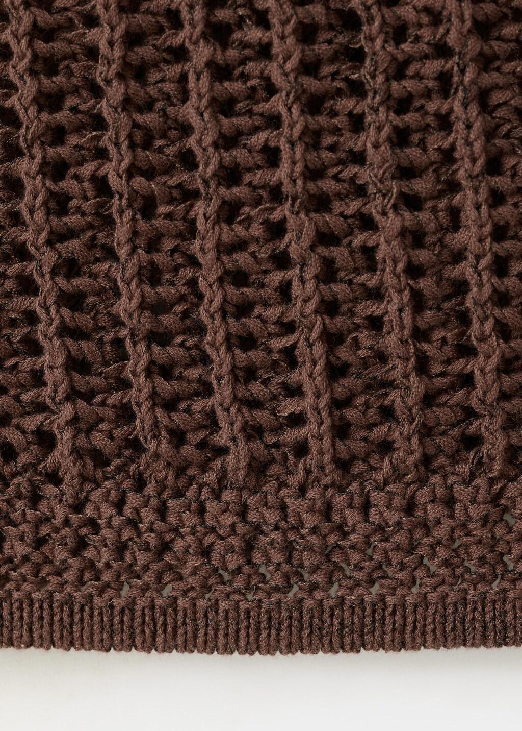 Brown Short-Sleeved Crochet Cardigan, Dark Brown, large image number 5