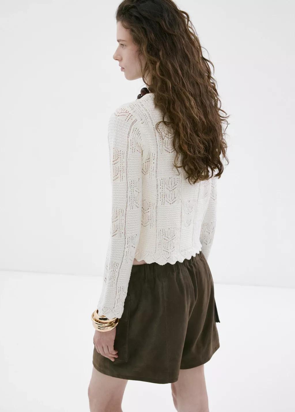 Cream Cardigan Patchwork, Light Beige, large image number 2