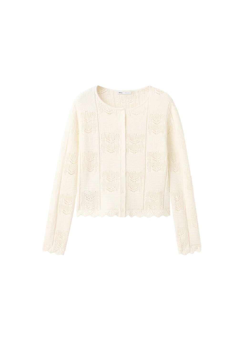 Cream Cardigan Patchwork, Light Beige, large image number 8