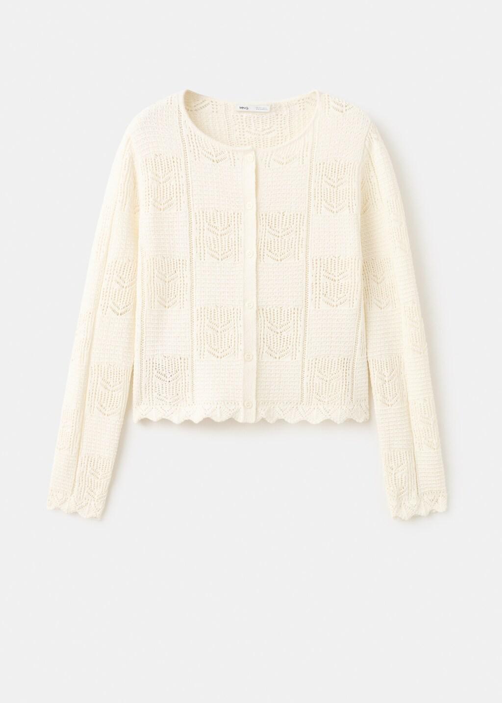 Cream Cardigan Patchwork, Light Beige, large image number 9