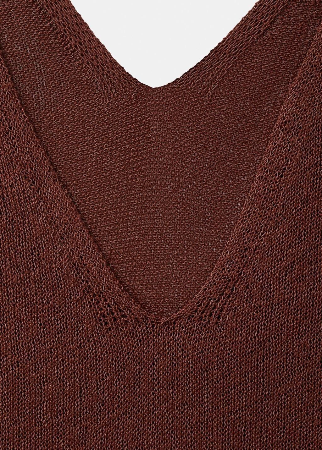 Orange V-Neck Knitted Dress, 0201_28, large image number 5