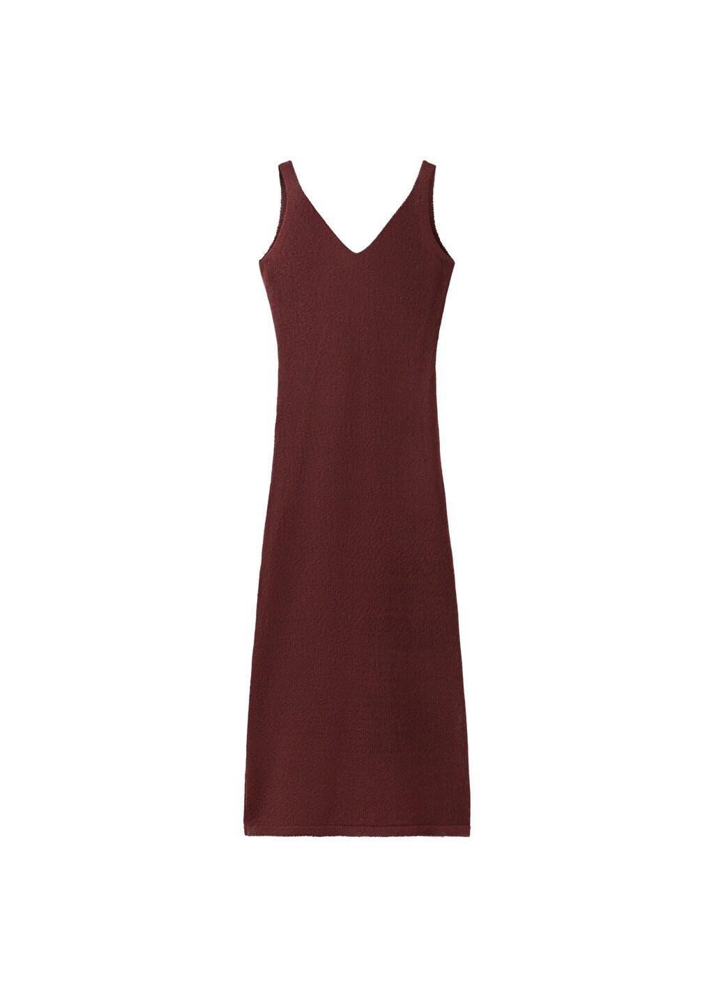 Orange V-Neck Knitted Dress, 0201_28, large image number 7