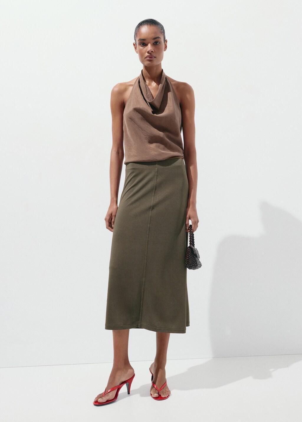 Modal pencil skirt, Beige - Khaki, large image number 0