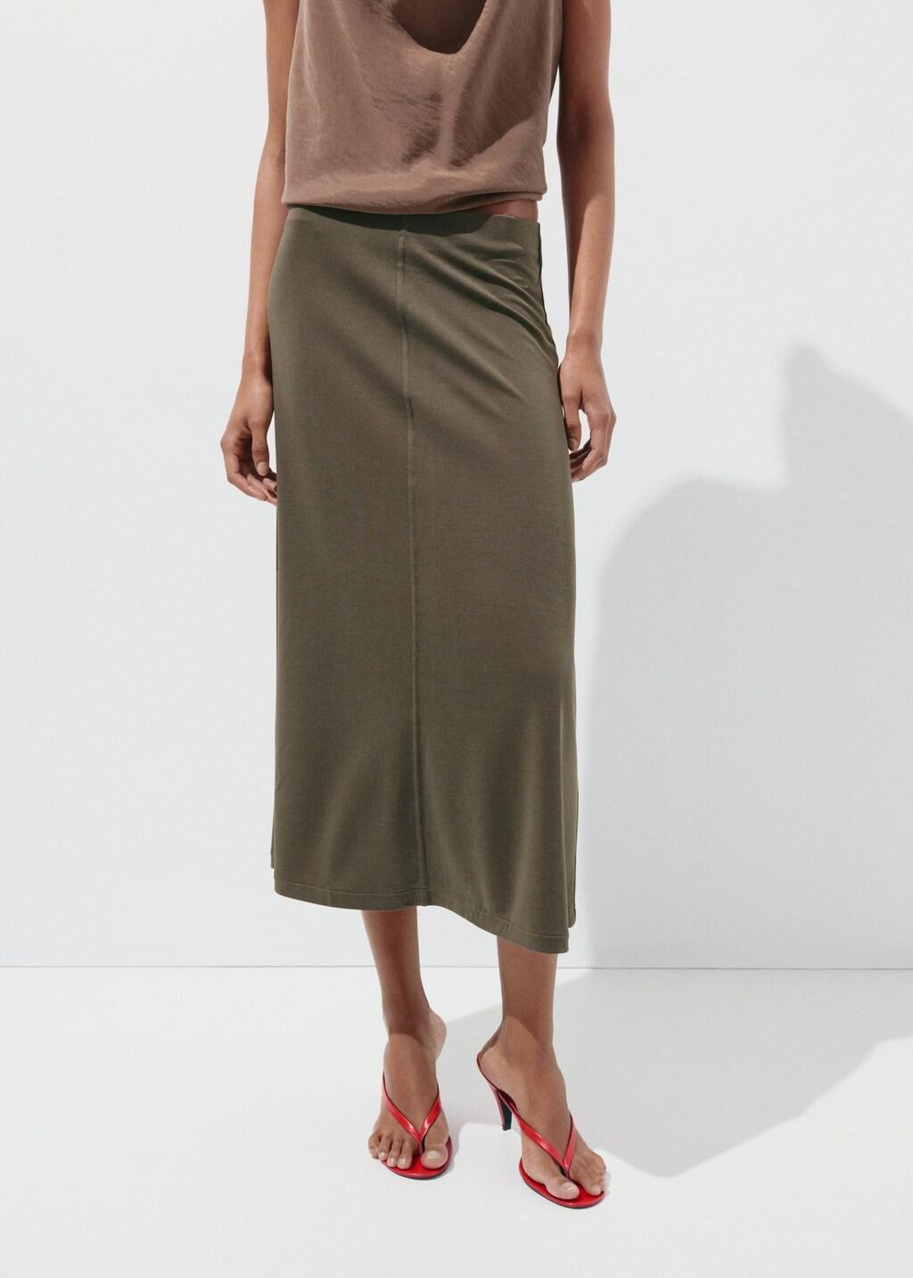 Modal pencil skirt, Beige - Khaki, large image number 3