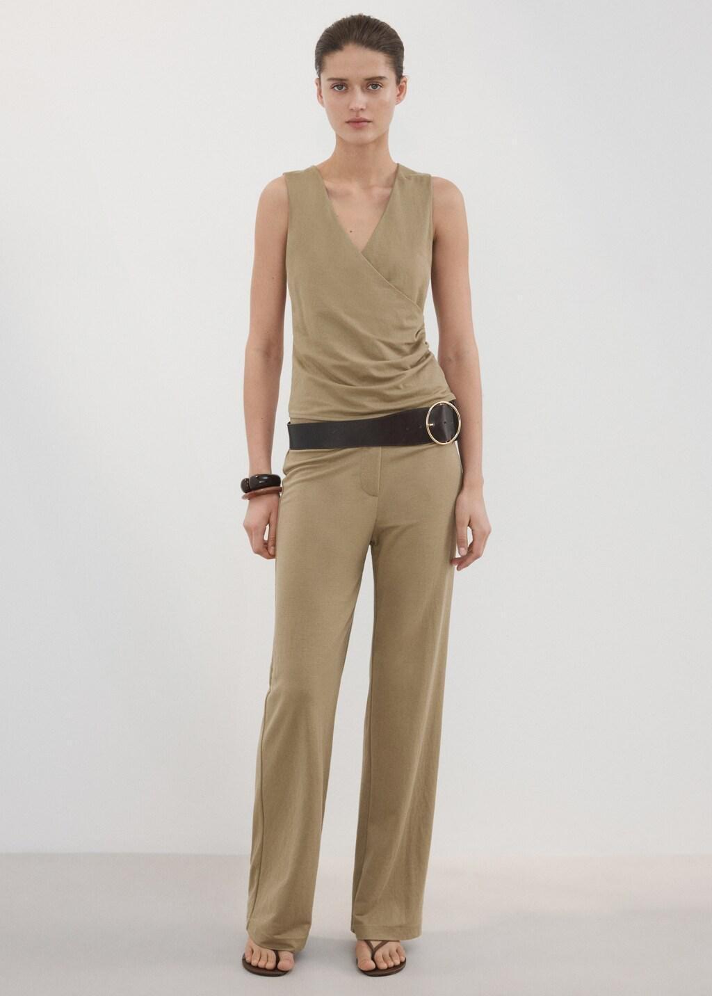 Brown Straight Mid-Rise Trousers, Medium Brown, large image number 0