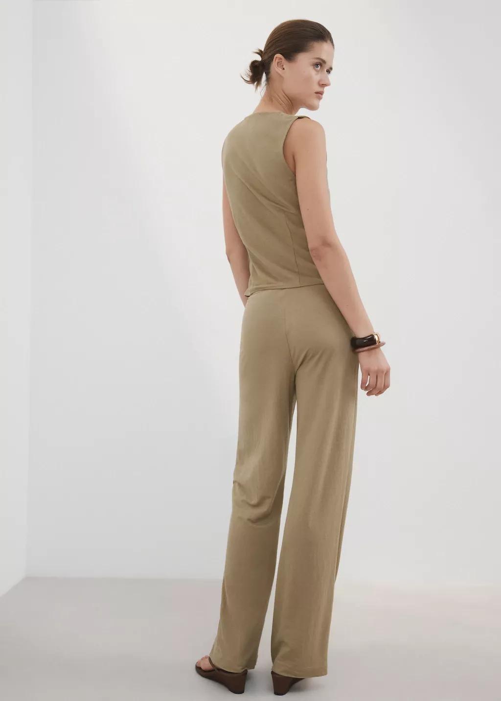 Brown Straight Mid-Rise Trousers, Medium Brown, large image number 2