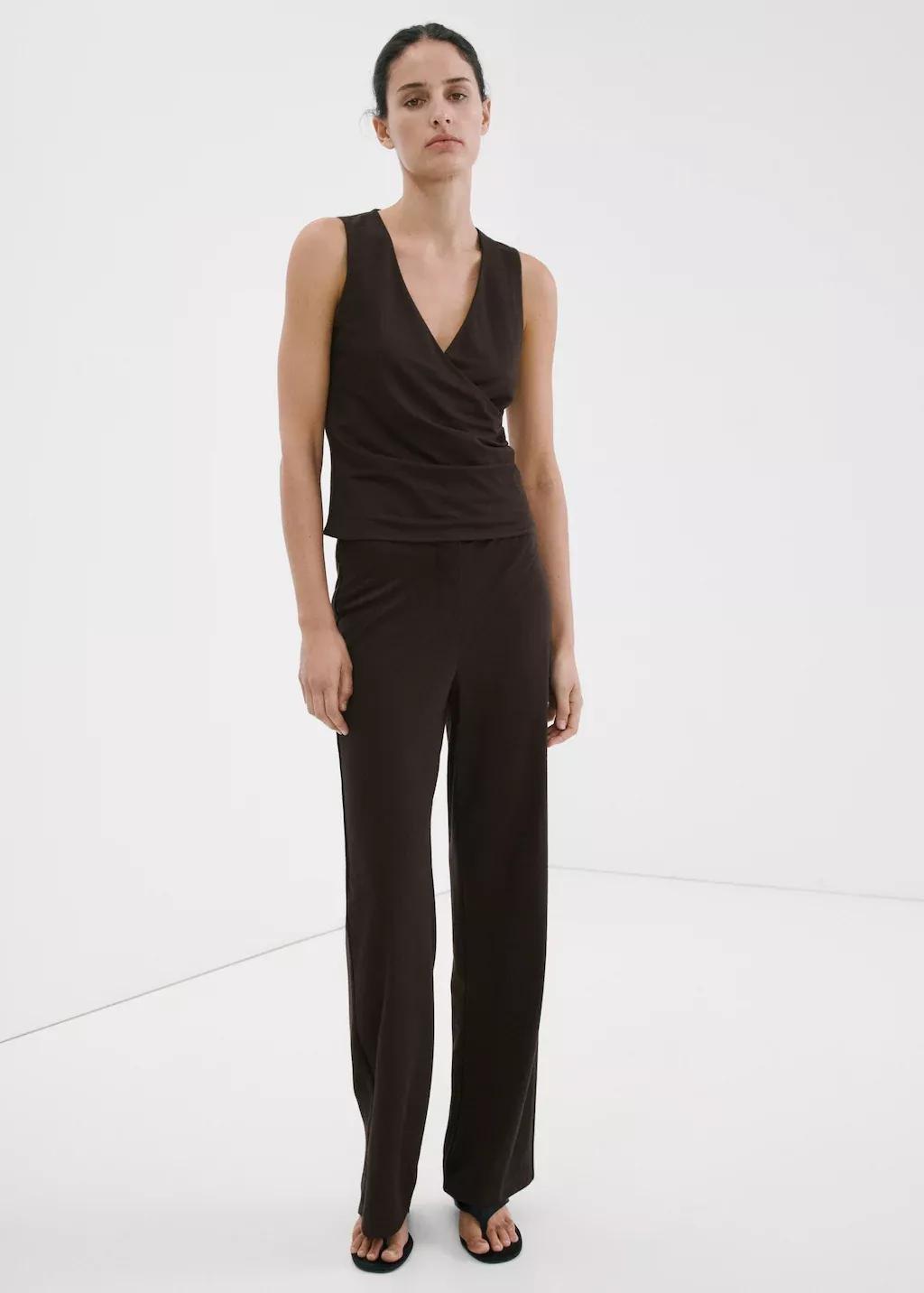Brown Straight Mid-Rise Trousers, 0201_30, large image number 0