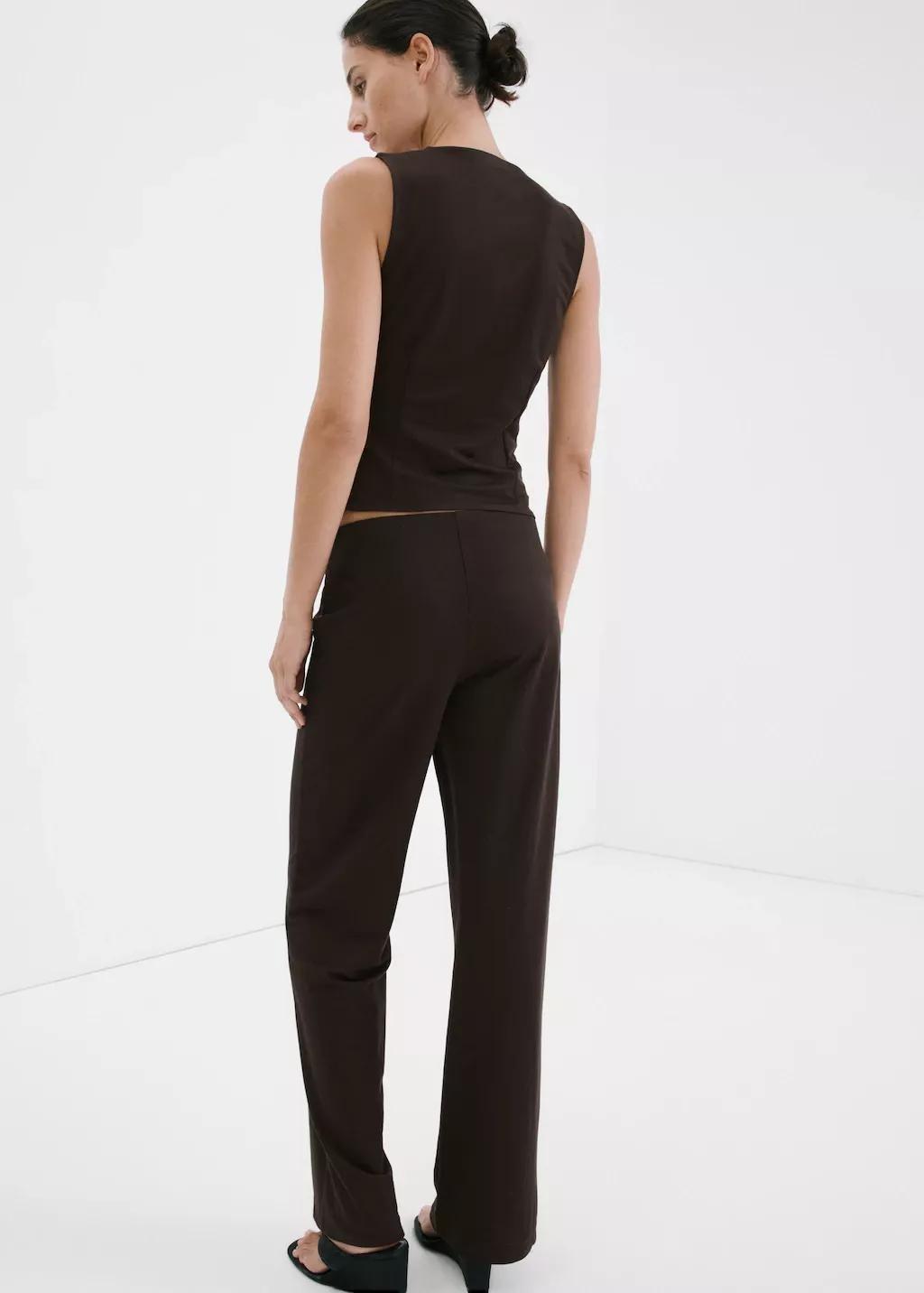Brown Straight Mid-Rise Trousers, 0201_30, large image number 2