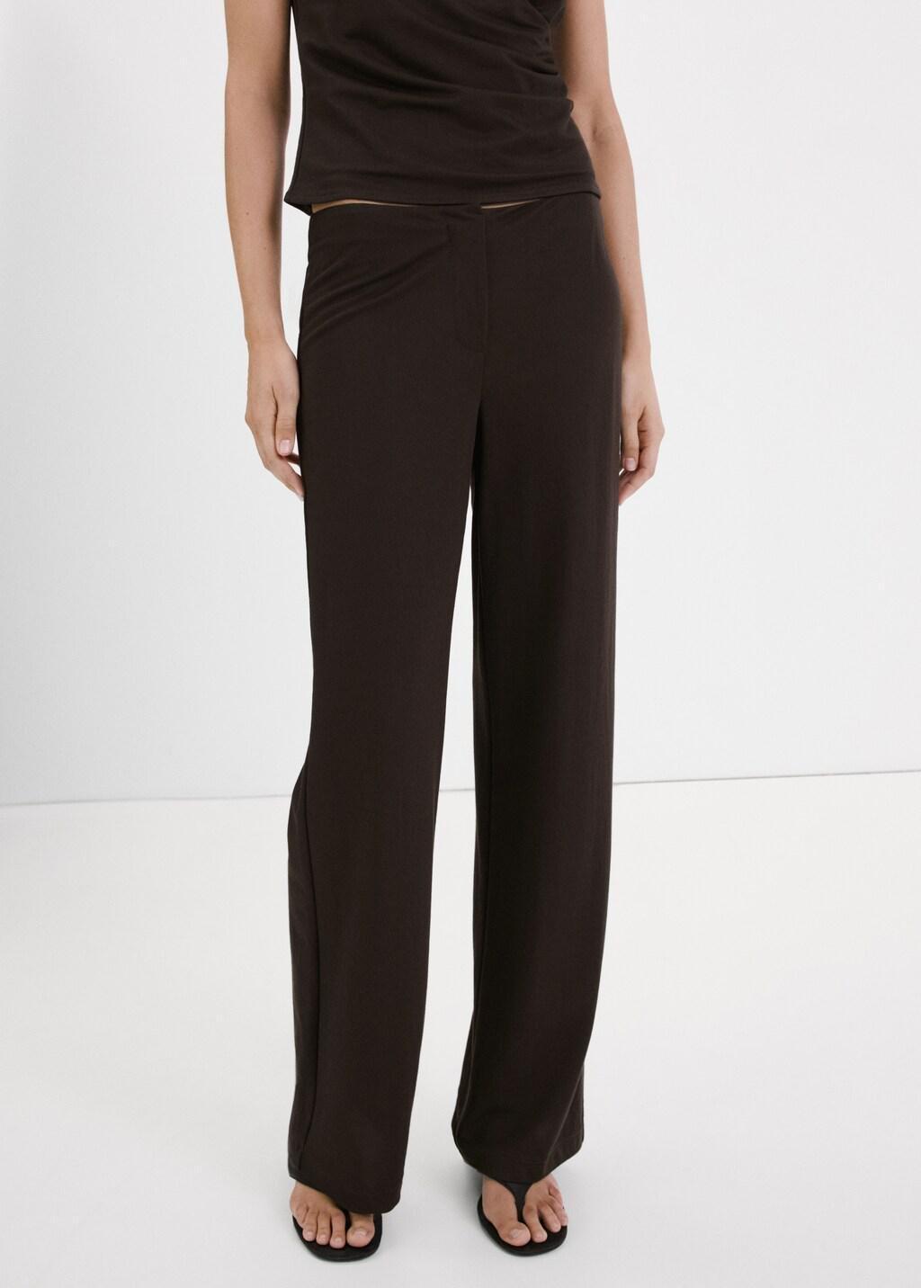 Brown Straight Mid-Rise Trousers, 0201_30, large image number 3