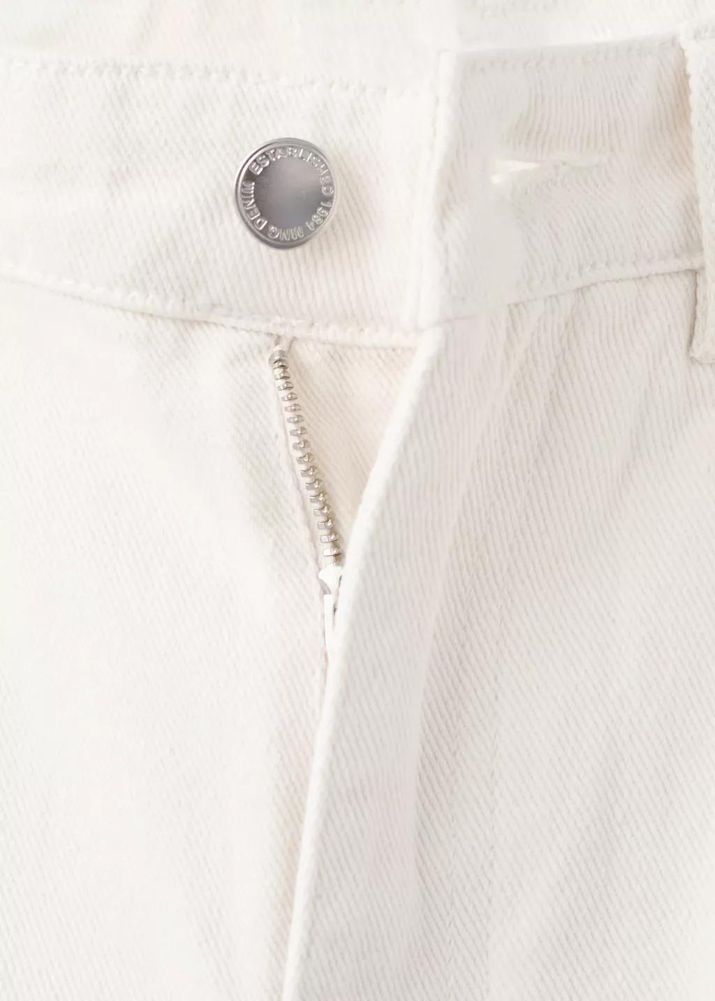 White Wide Leg Jeans With Floral Embroidery, Natural White, large image number 5