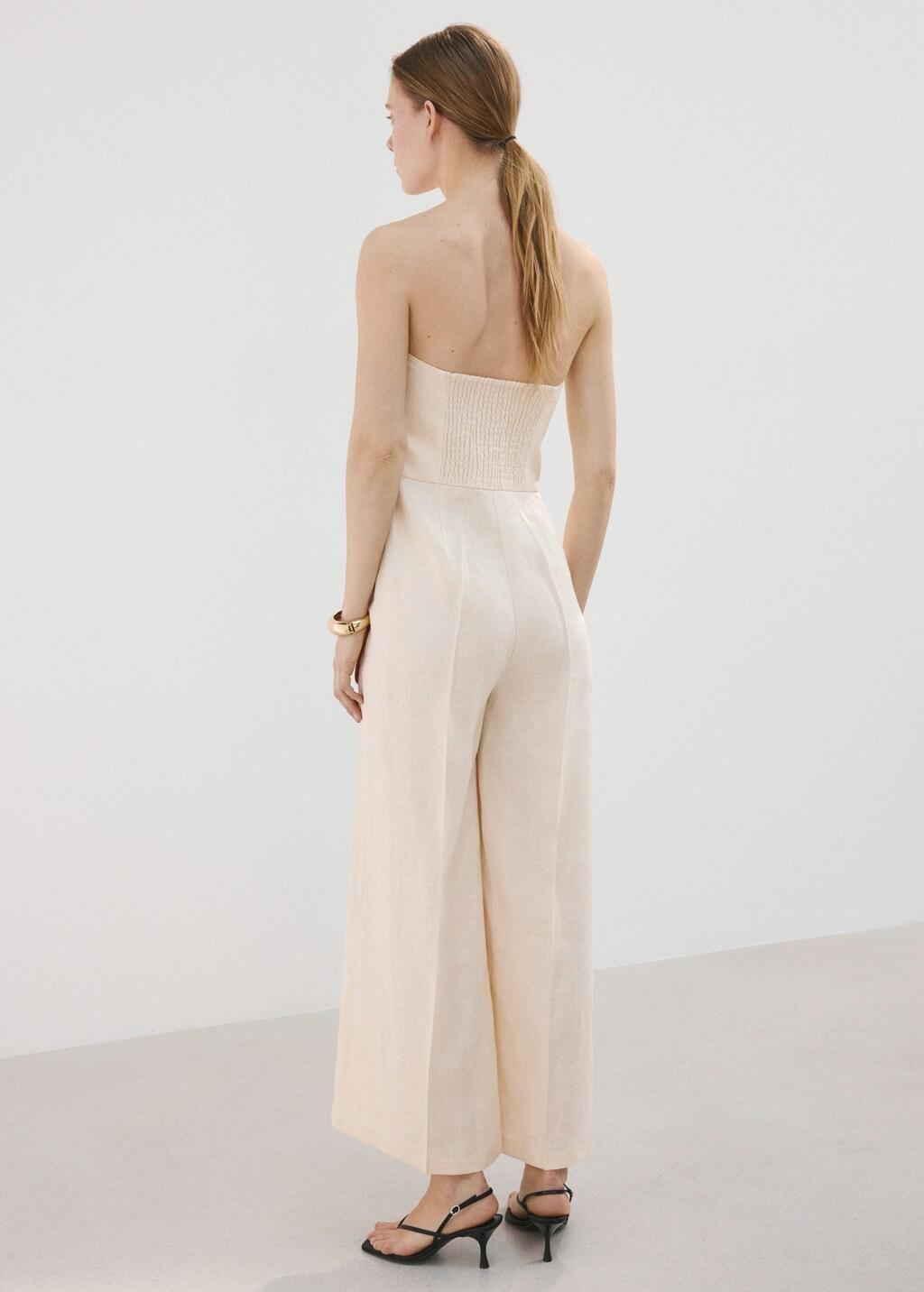 LIGHT BEIGE Linen bandeau jumpsuit, 0201_05, large image number 2