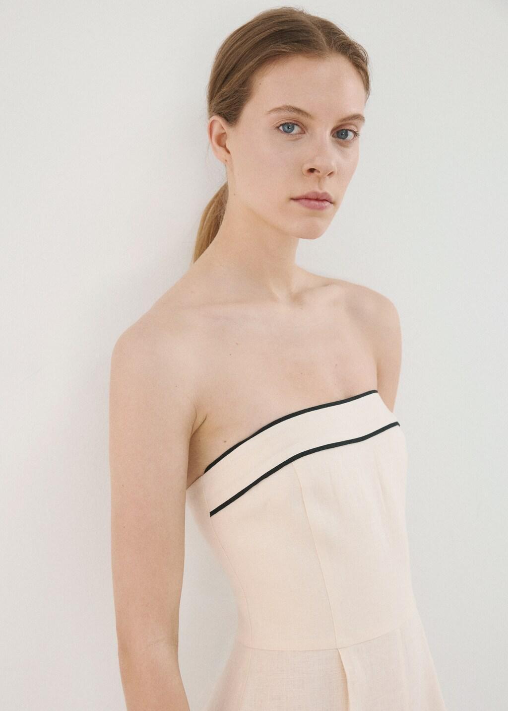 LIGHT BEIGE Linen bandeau jumpsuit, 0201_05, large image number 4