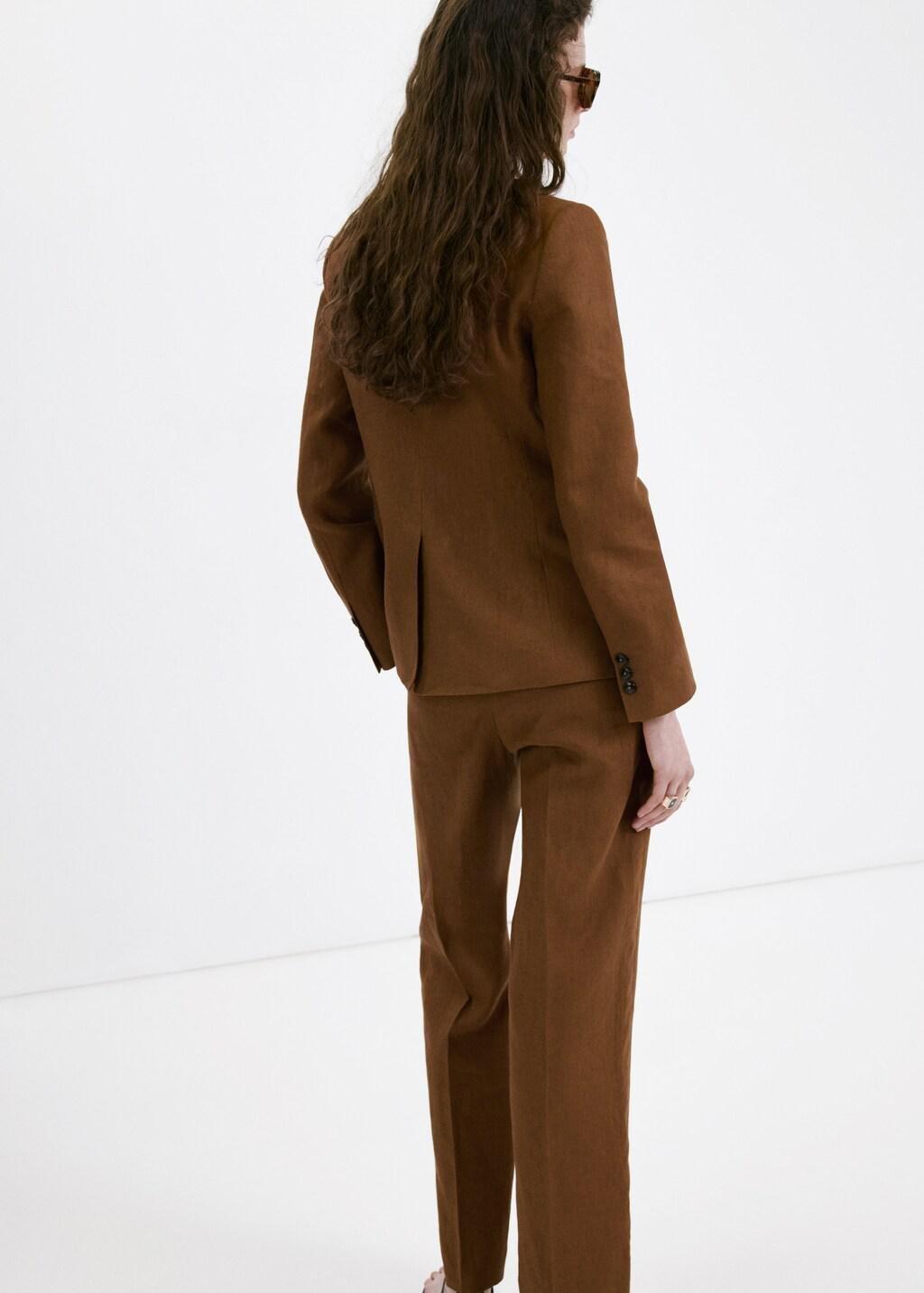 Brown Linen Suit Jacket, Brown, medium