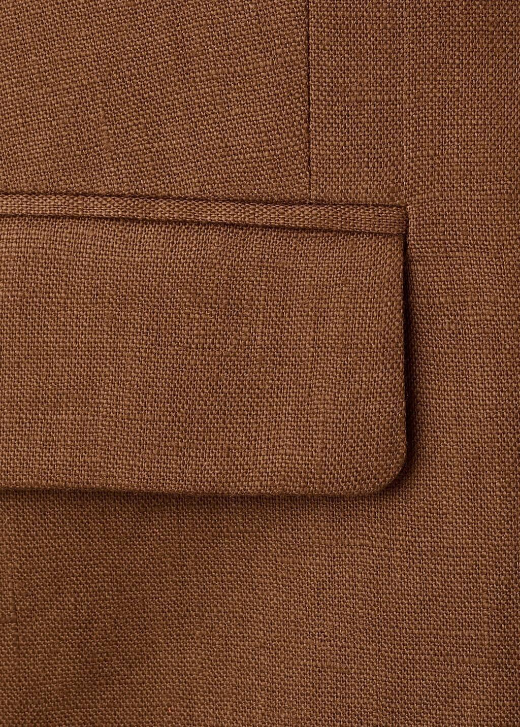 Brown Linen Suit Jacket, Brown, large image number 4