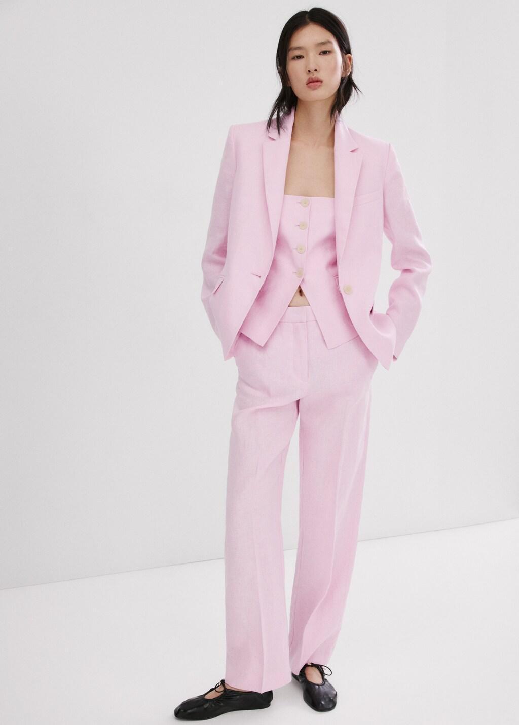 Pink Linen Suit Jacket, 0201_85, large image number 0
