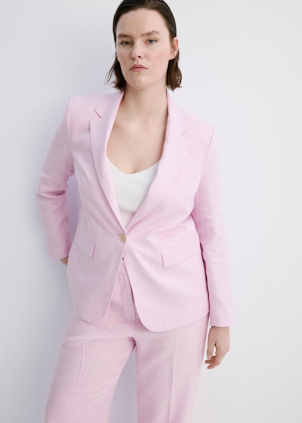 Pink Linen Suit Jacket, 0201_85, large image number 5