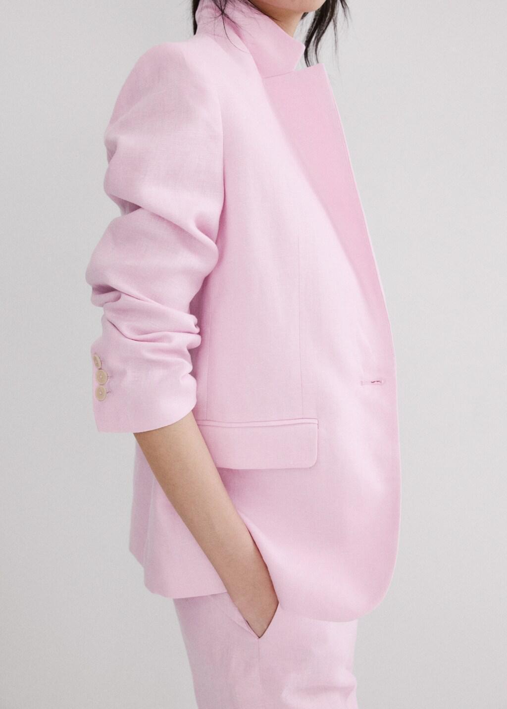 Pink Linen Suit Jacket, 0201_85, large image number 6