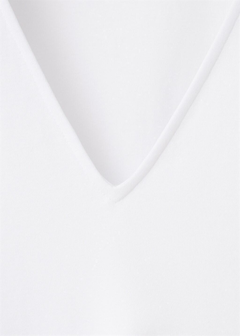 White V-Neck Cotton T-Shirt, White, medium