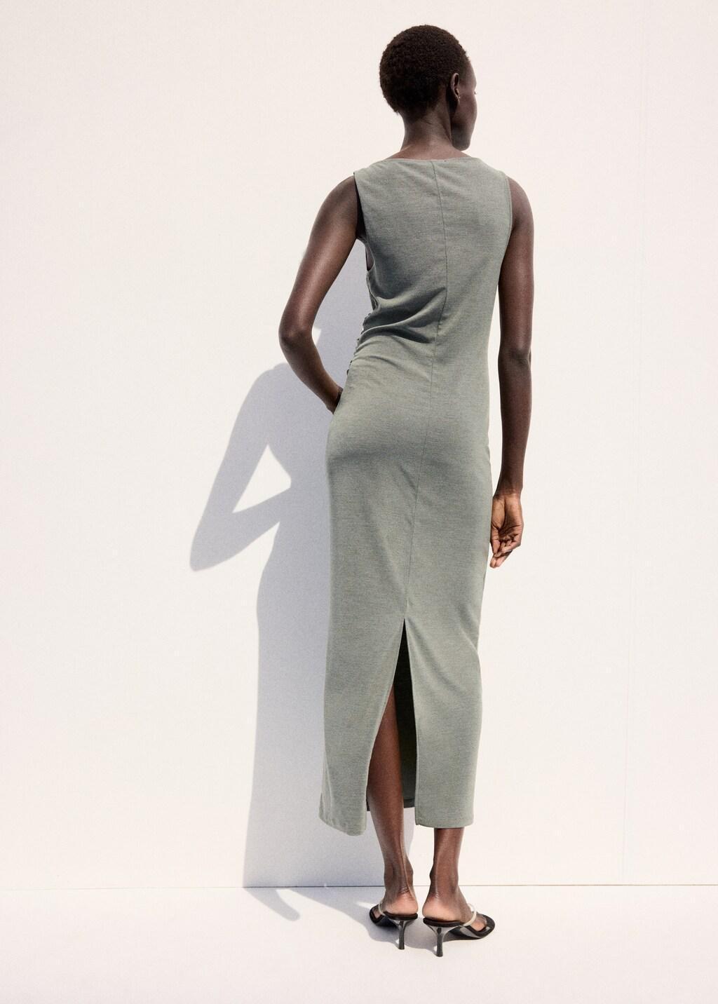 Green Fitted Dress With Metal Detail, Green, large image number 2