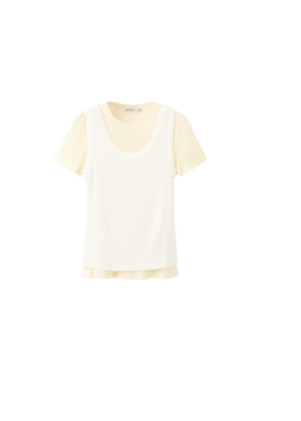 White Two-Tone Contrast T-Shirt, Natural White, large image number 6
