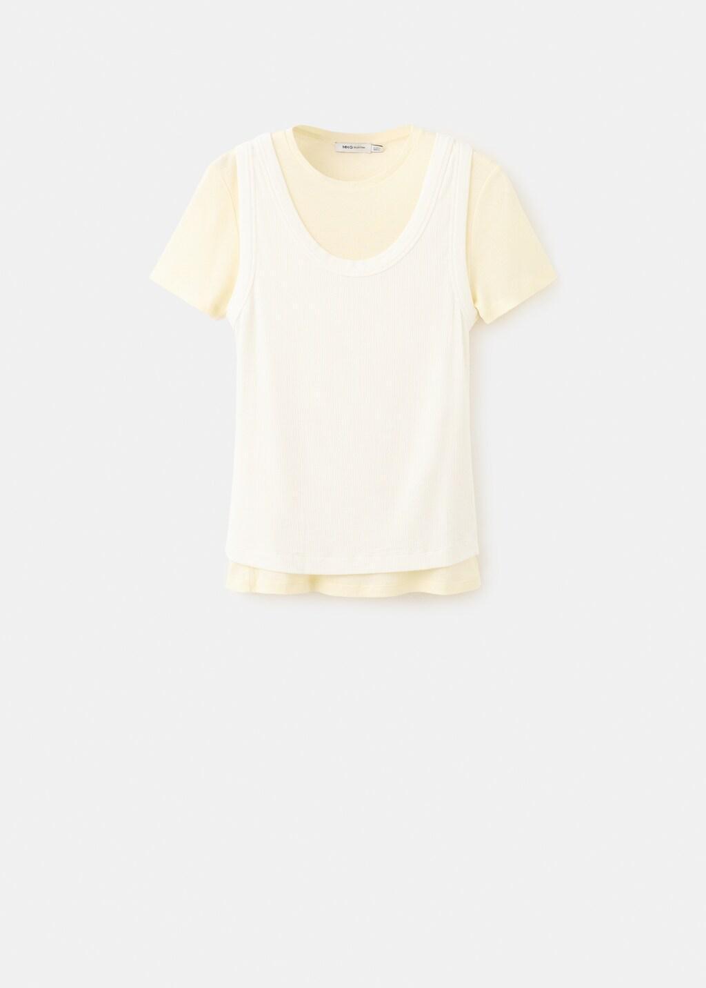 White Two-Tone Contrast T-Shirt, Natural White, large image number 7