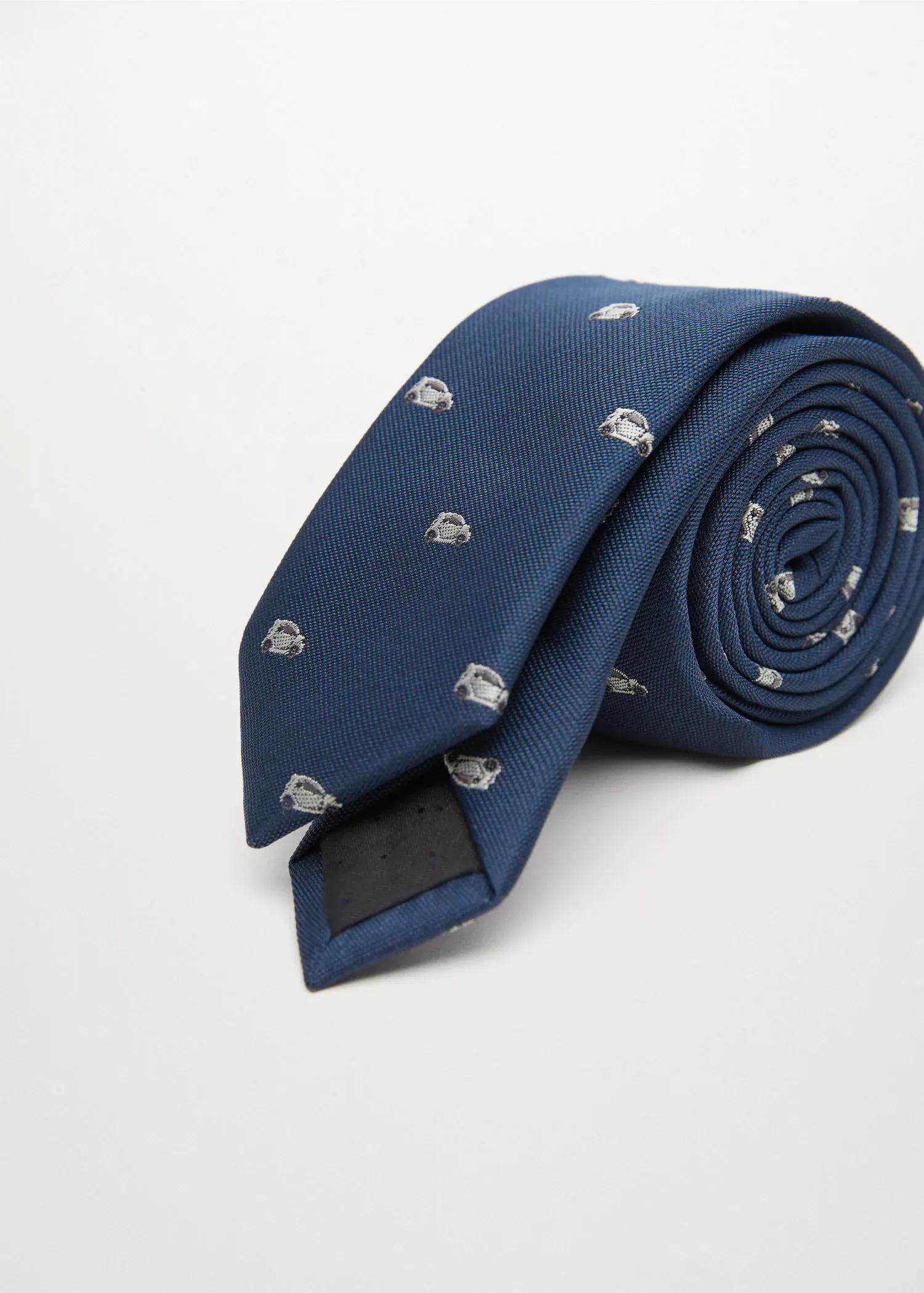 Navy Printed Tie, Kids Boy, , large image number 1