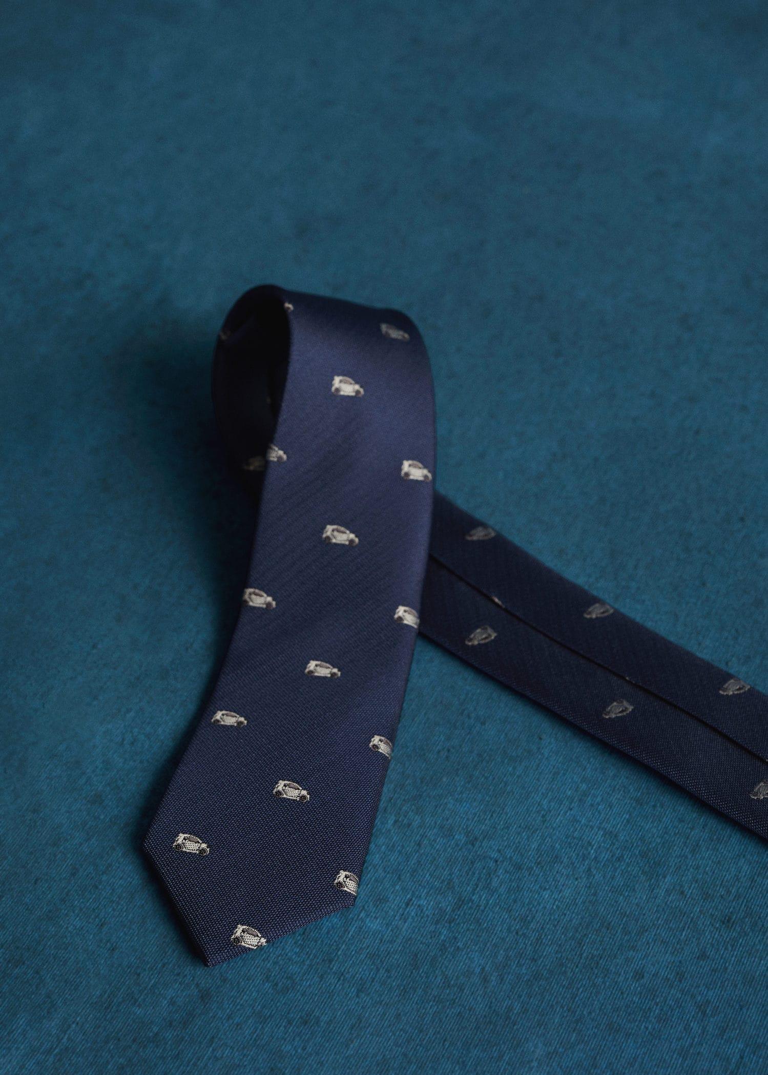 Navy Printed Tie, Kids Boy, , large image number 2
