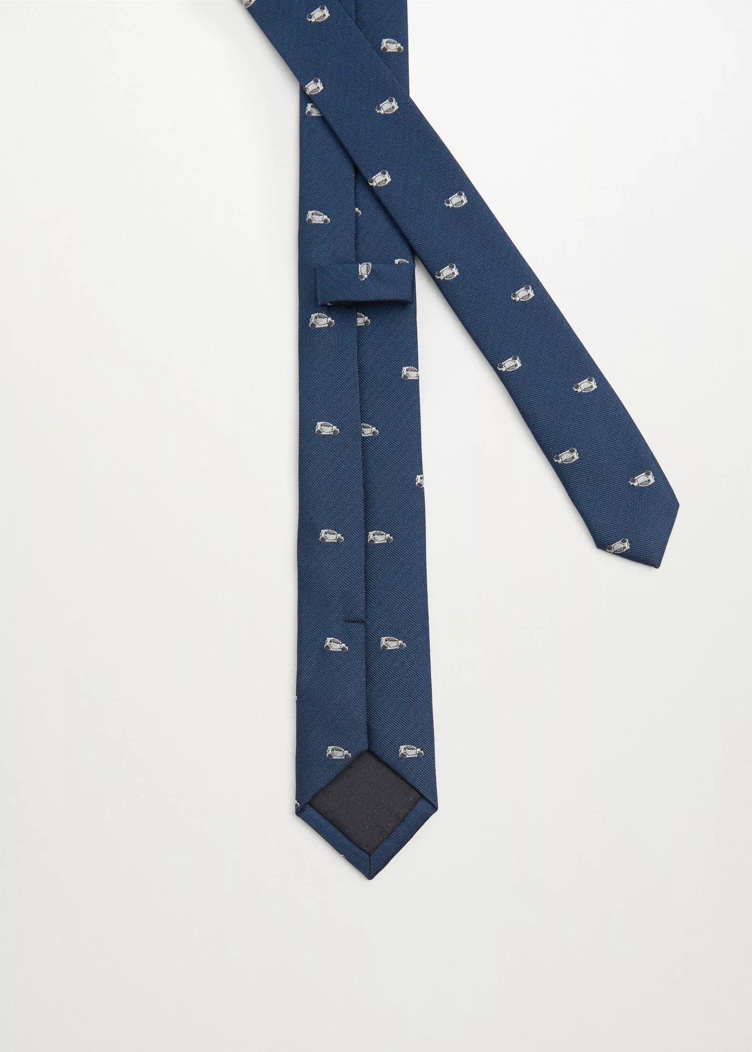 Navy Printed Tie, Kids Boy, , large image number 4