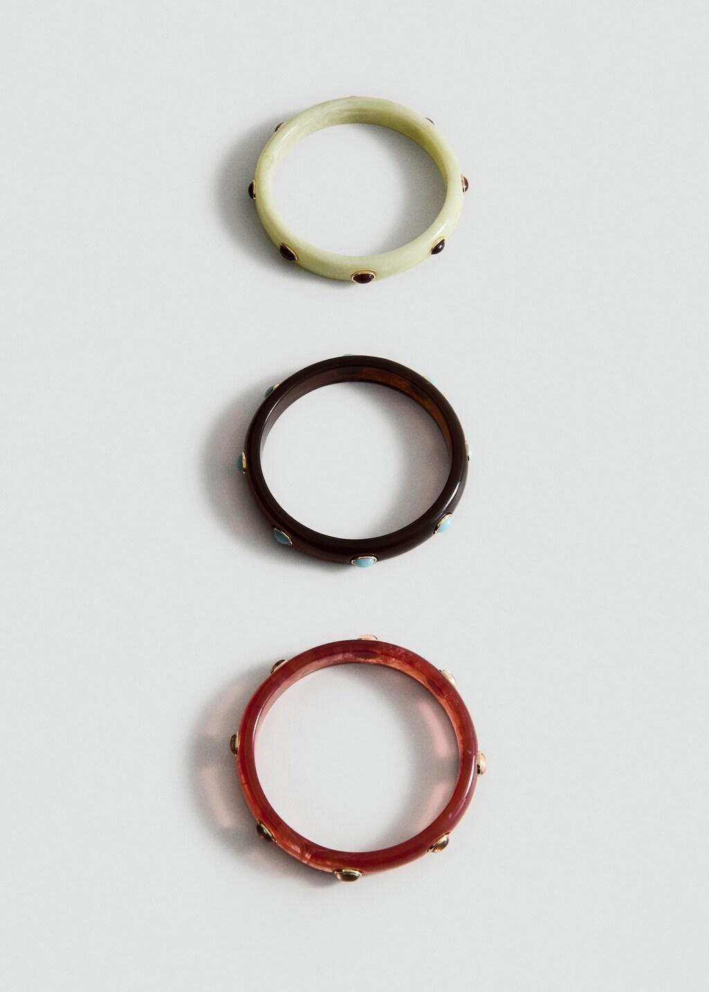 Brown Set Of 3 Combined Resin Bracelets, Brown, medium