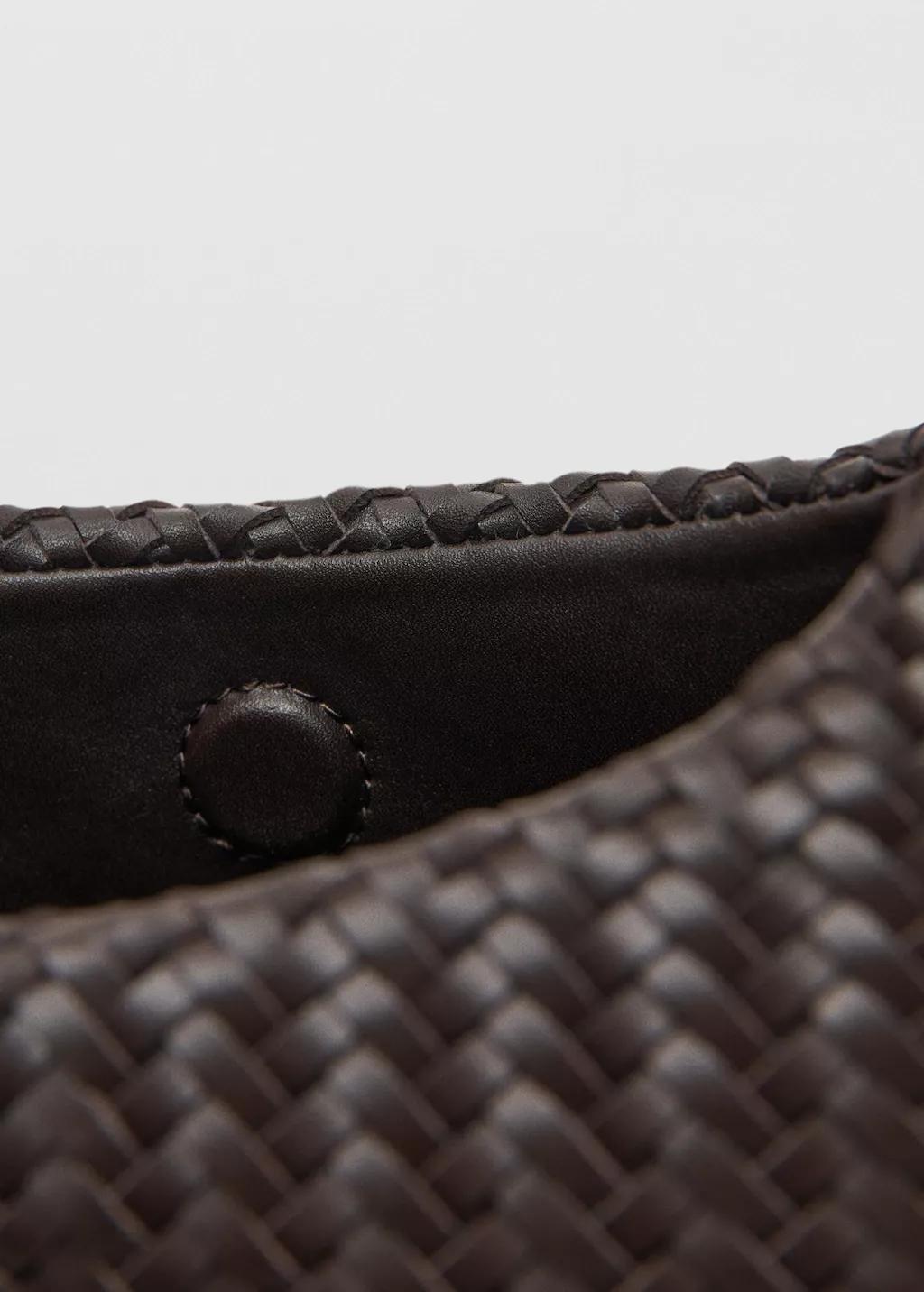 Brown Braided Shoulder Bag, Dark Brown, large image number 2