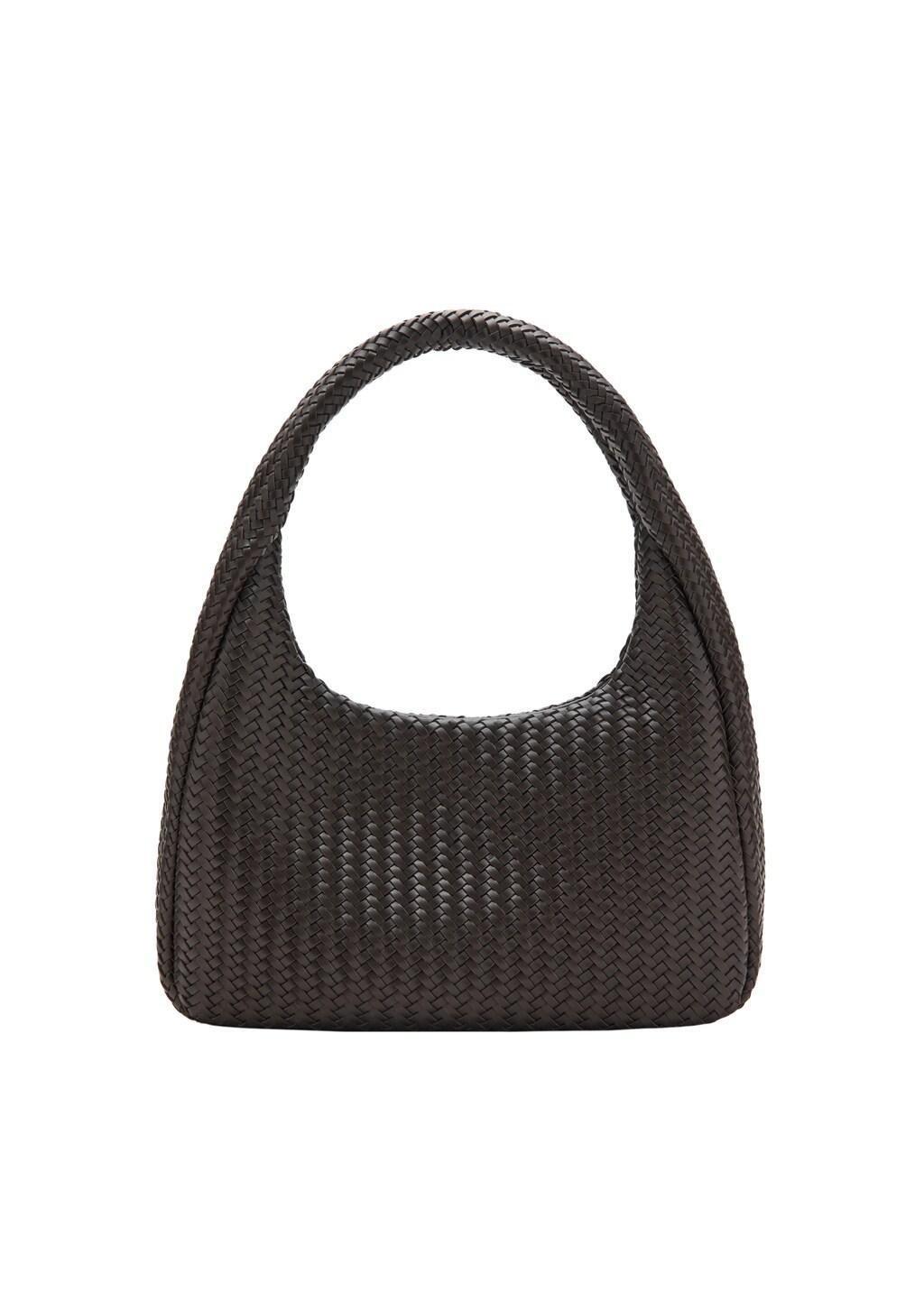 Brown Braided Shoulder Bag, Dark Brown, large image number 3