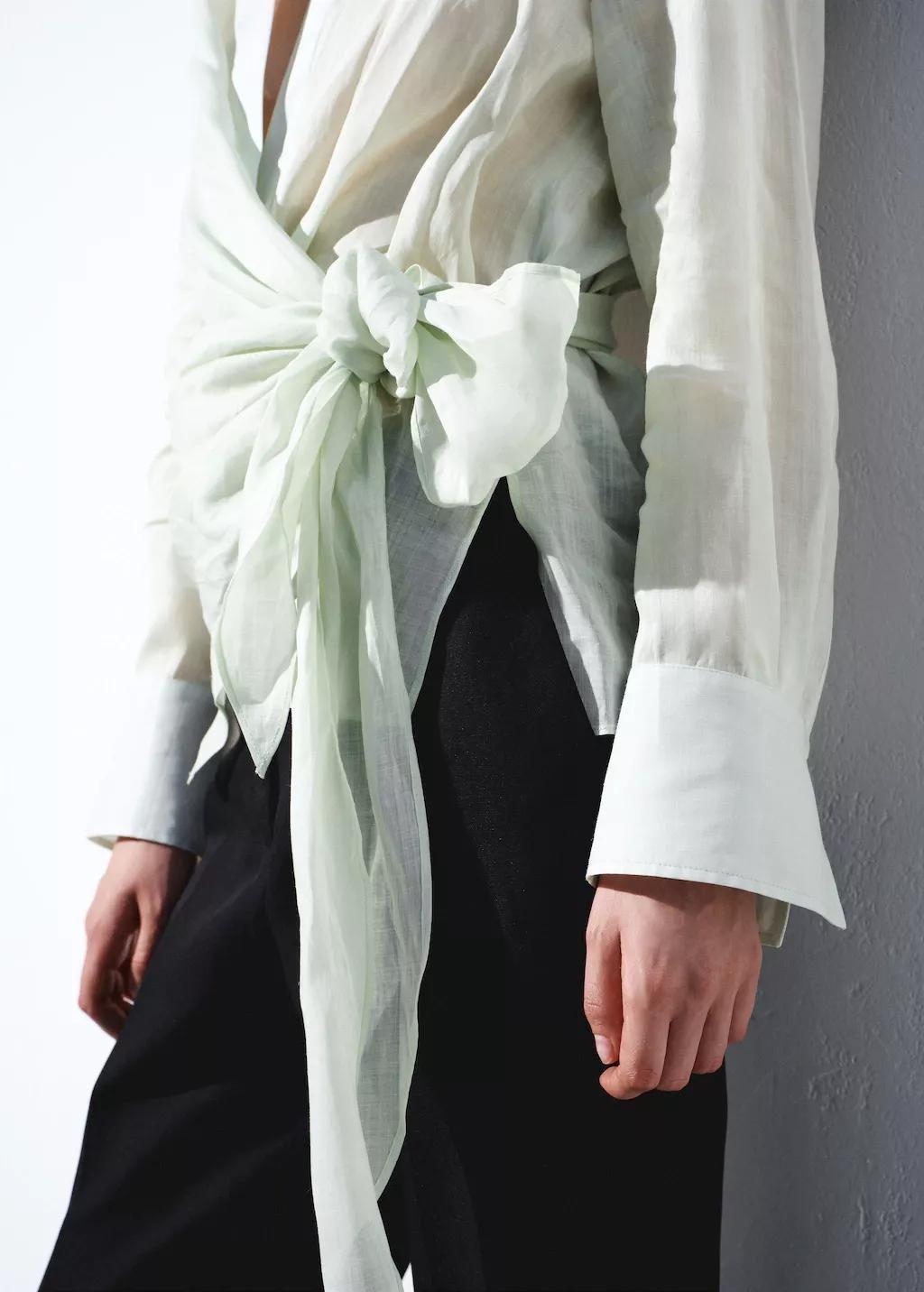 Green 100% Ramie Double-Breasted Shirt, 0201_43, large image number 6