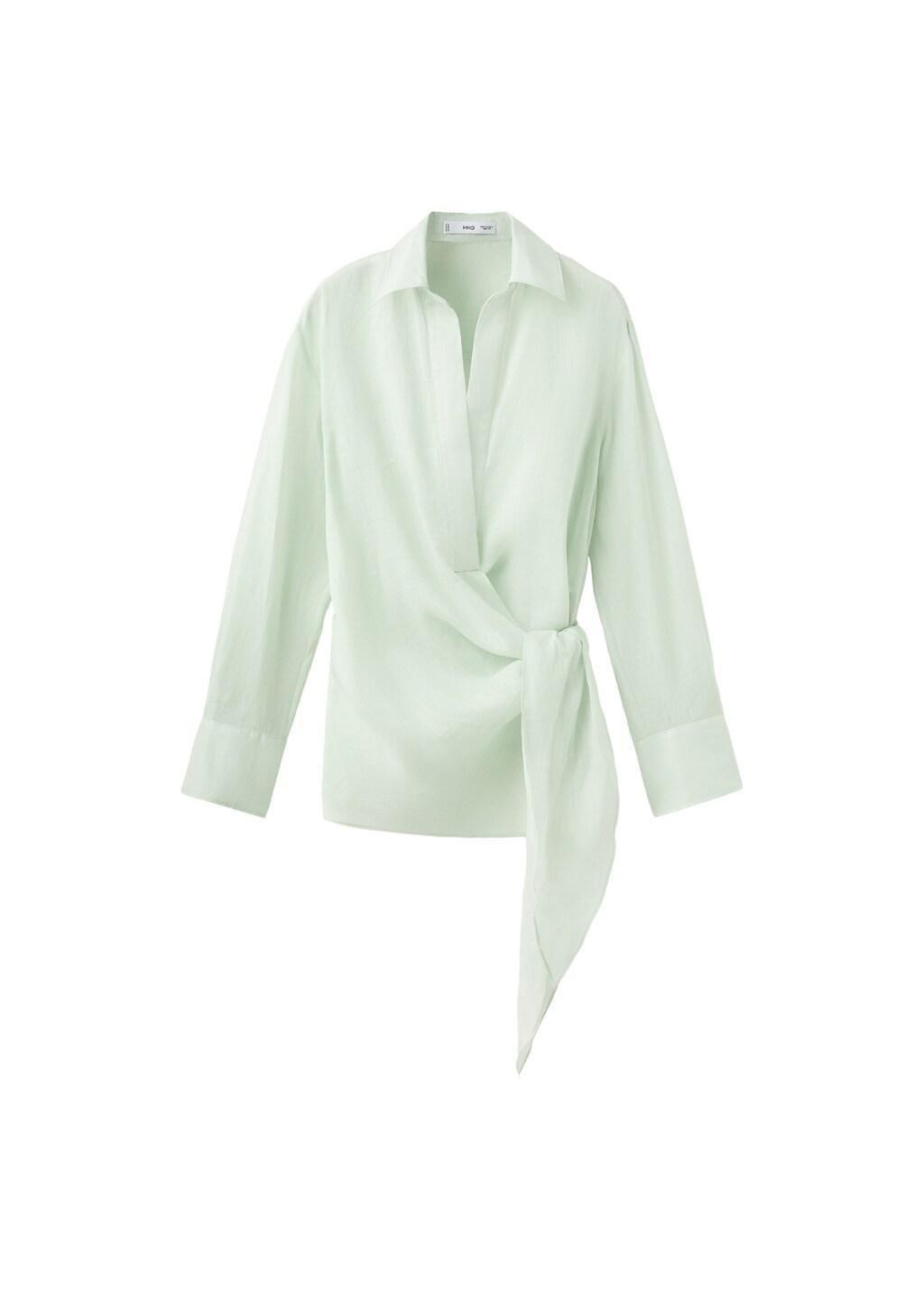 Green 100% Ramie Double-Breasted Shirt, 0201_43, large image number 7