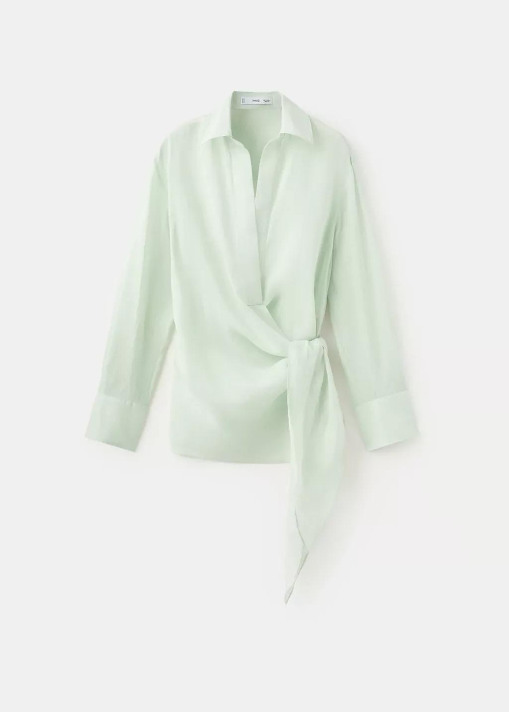 Green 100% Ramie Double-Breasted Shirt, 0201_43, large image number 8