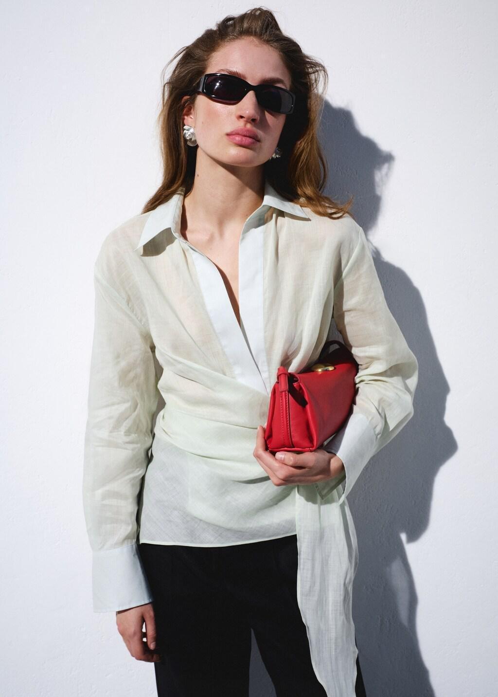 Red Leather Shoulder Bag With Metal Detail, Red, medium